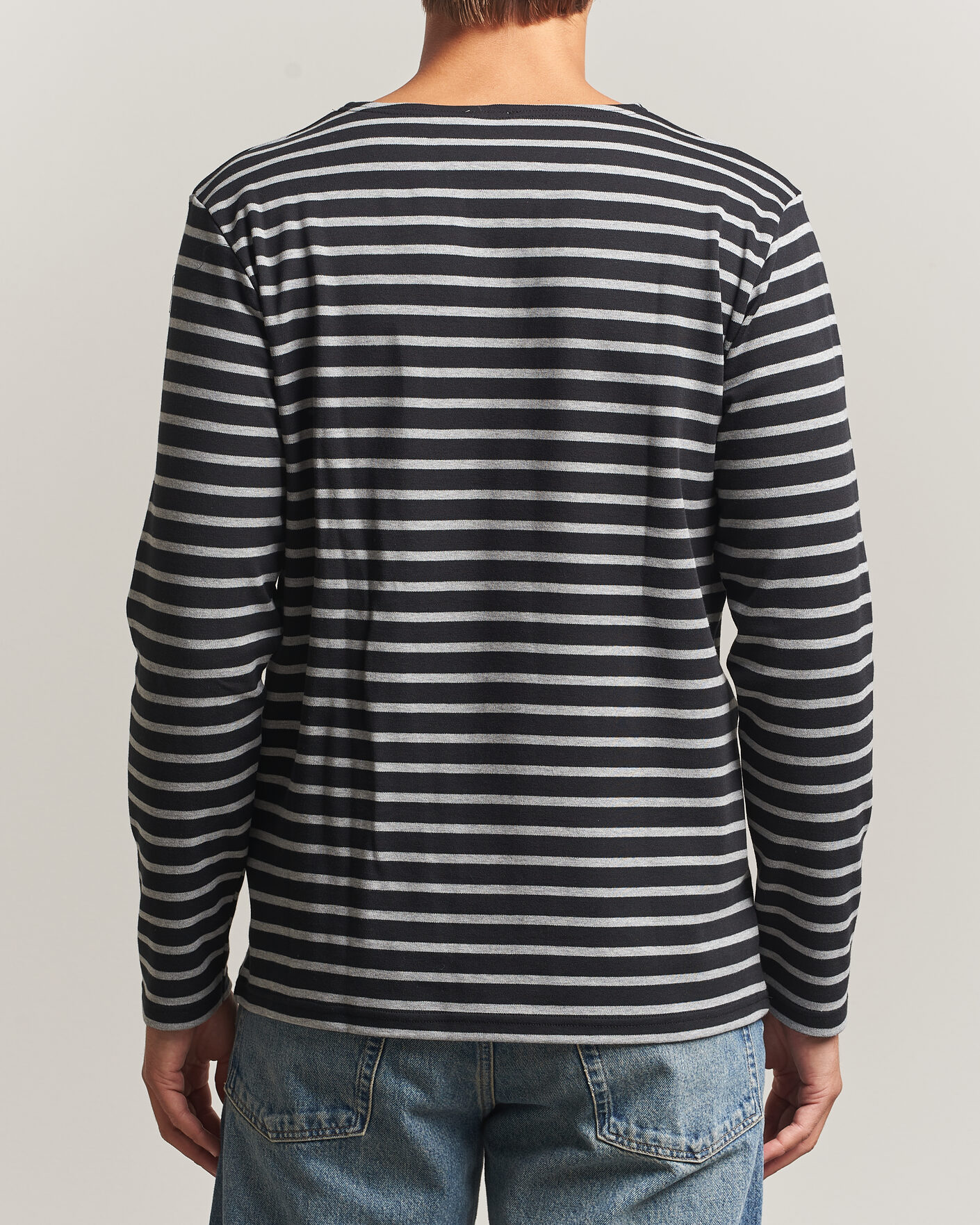 Uomini | T-shirt | Armor-lux | Houat Héritage Stripe Long Sleeve T-Shirt Black/Grey