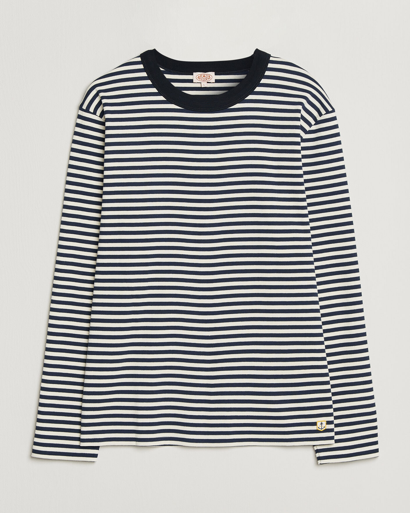 Uomini | T-shirt | Armor-lux | Héritage Striped Long Sleeve T-Shirt Marine/Milk