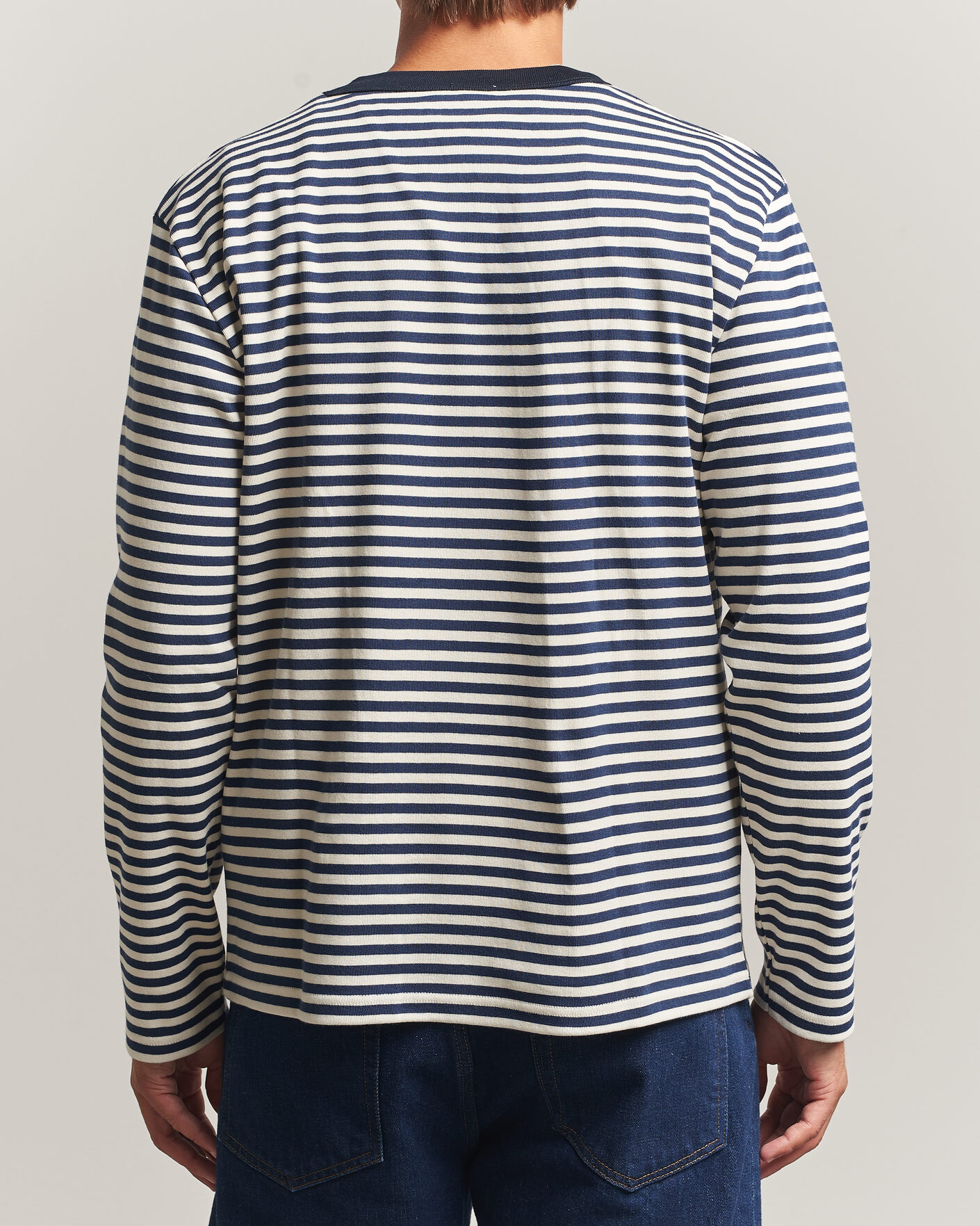 Uomini | T-shirt | Armor-lux | Héritage Striped Long Sleeve T-Shirt Marine/Milk