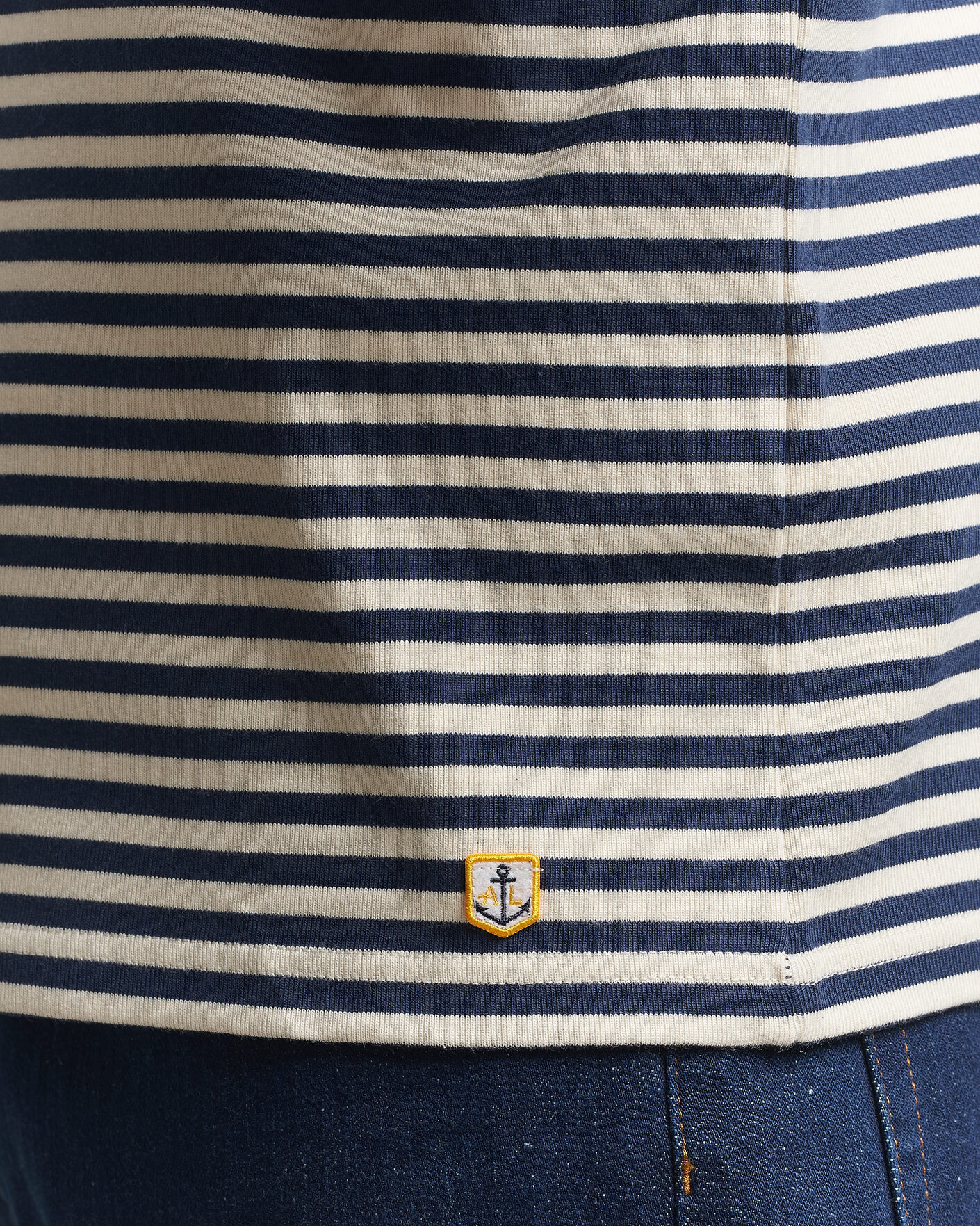Uomini | T-shirt | Armor-lux | Héritage Striped Long Sleeve T-Shirt Marine/Milk