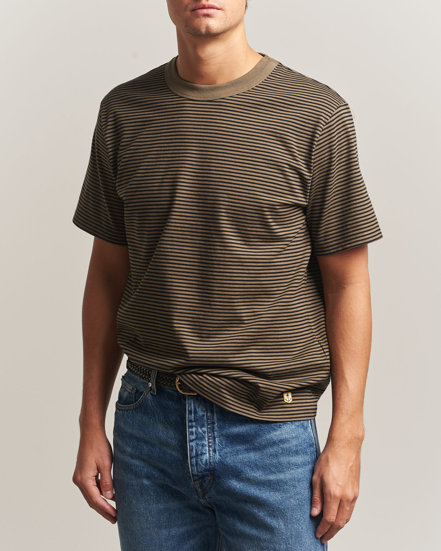 Uomini | T-shirt | Armor-lux | Héritage Callac Striped T-Shirt Olive/Black