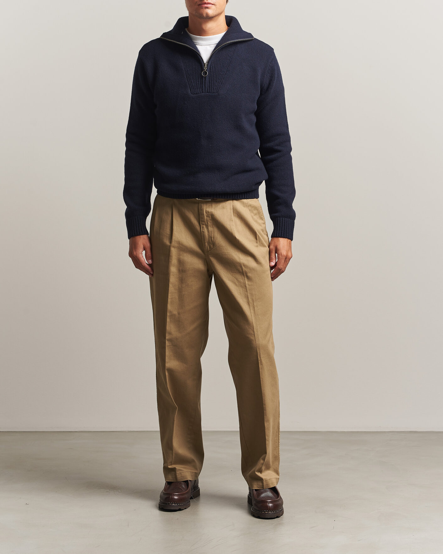 Uomini | Maglieria | Armor-lux | Wool Knitted Half Zip Navy