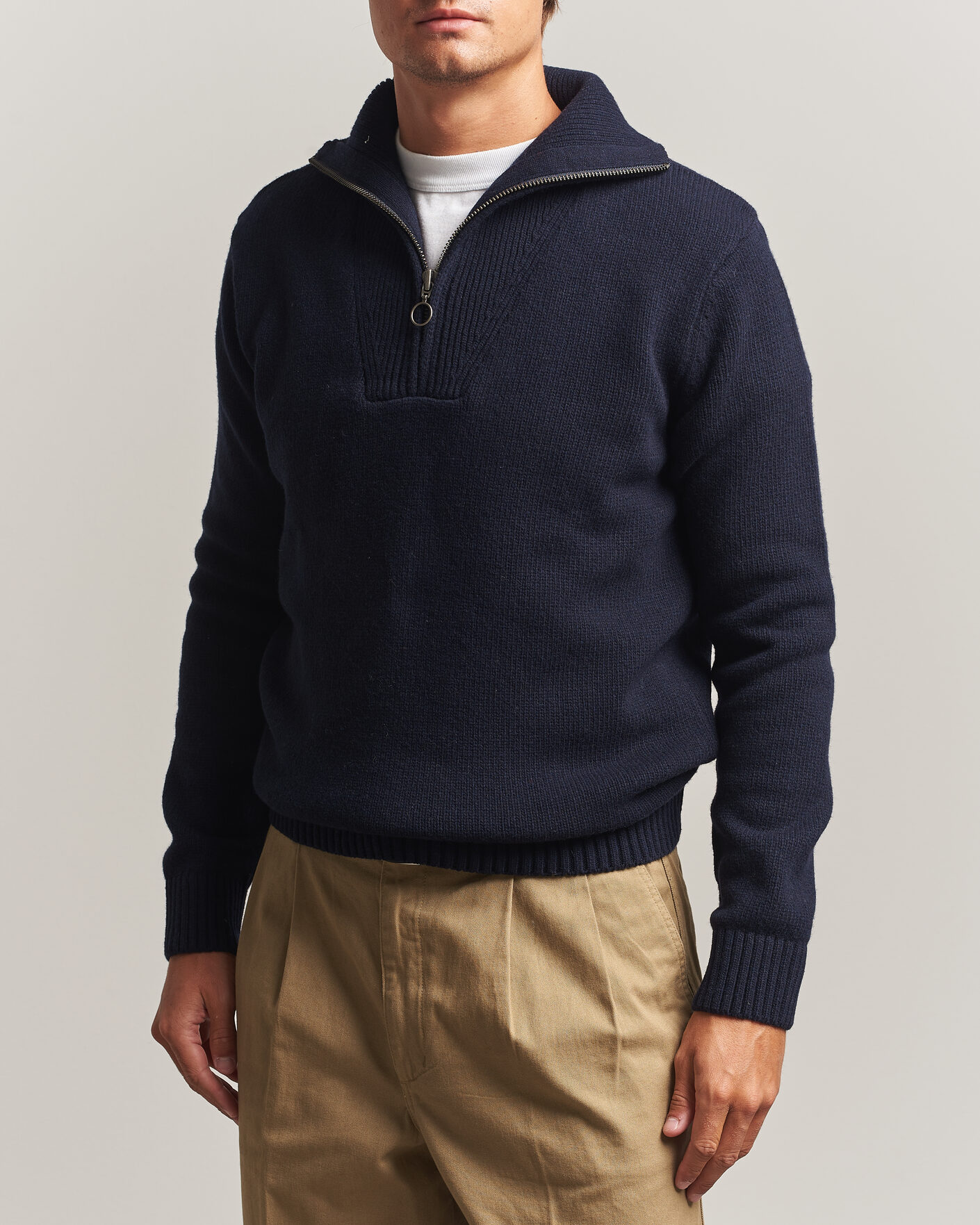 Uomini | Maglieria | Armor-lux | Wool Knitted Half Zip Navy