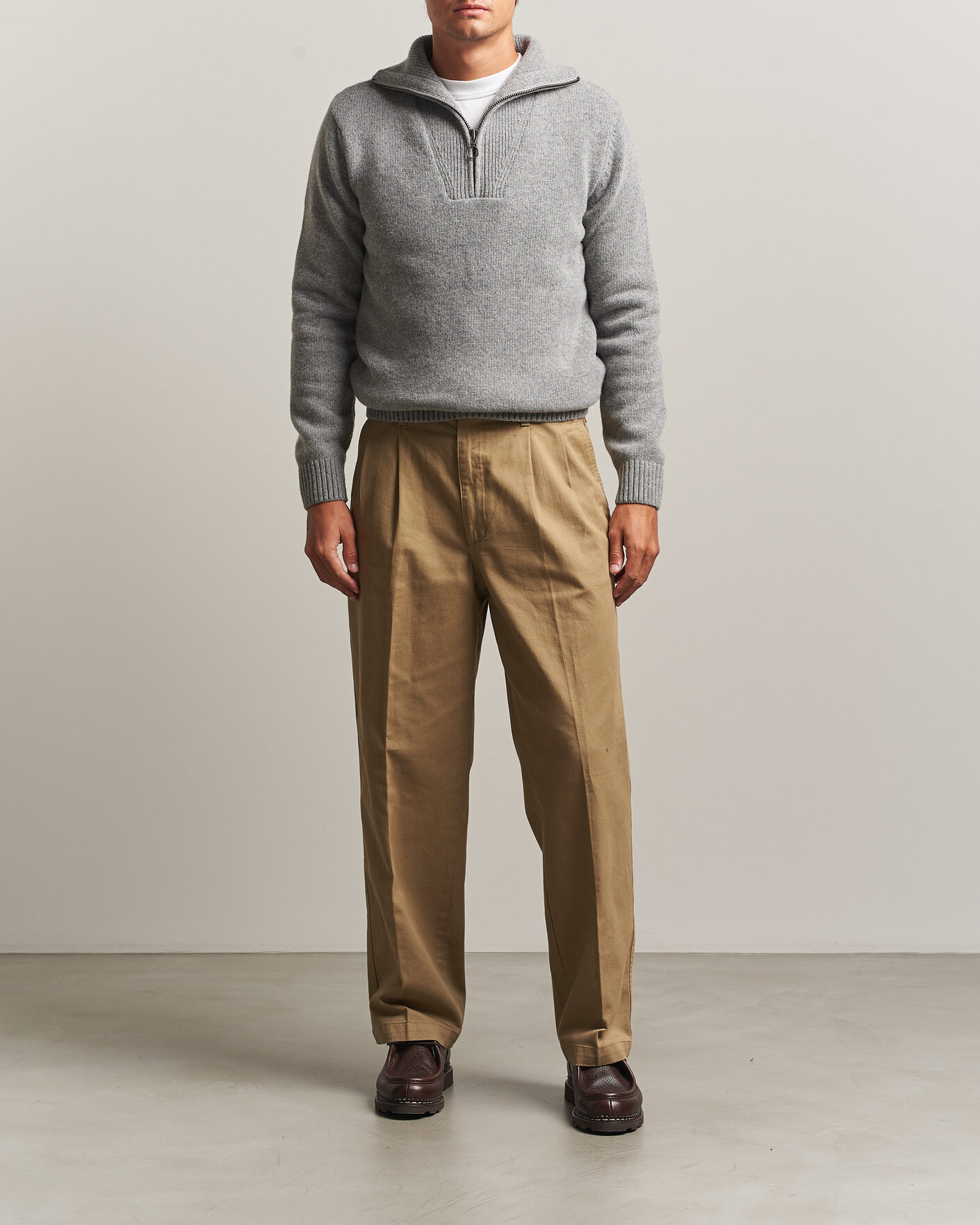 Uomini | Maglieria | Armor-lux | Wool Knitted Half Zip Slate