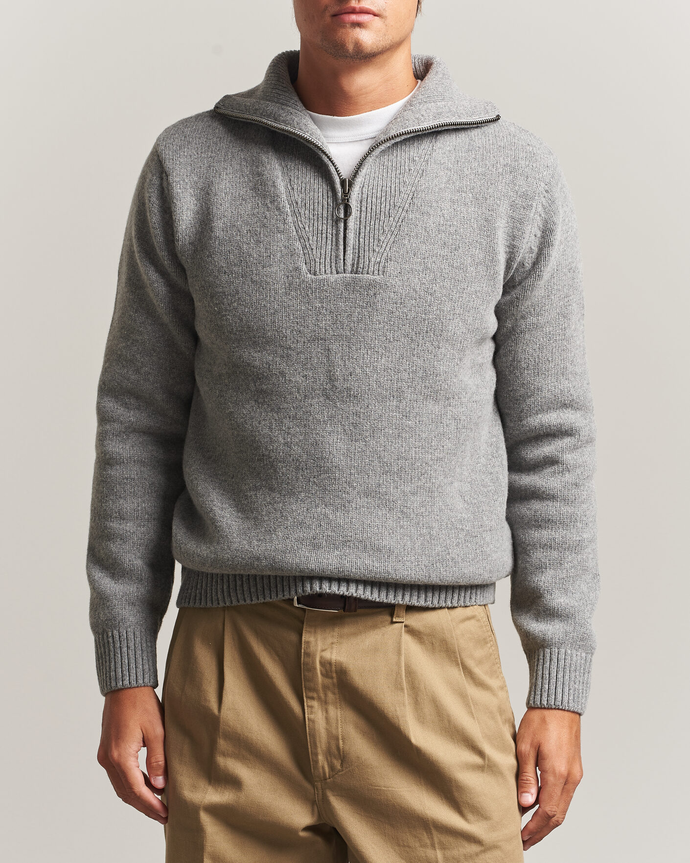 Uomini | Maglieria | Armor-lux | Wool Knitted Half Zip Slate