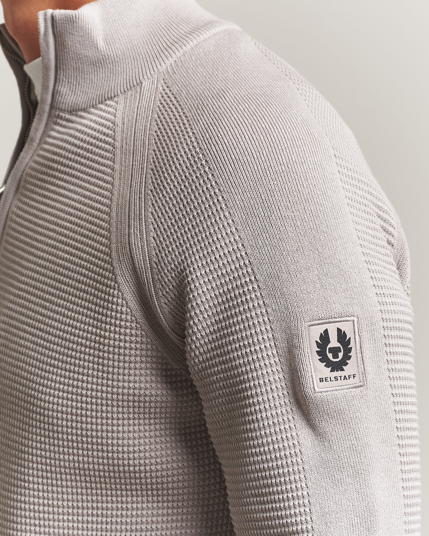 Uomini | Maglieria | Belstaff | Bradwell Cotton Knitted Quarter Zip Concrete