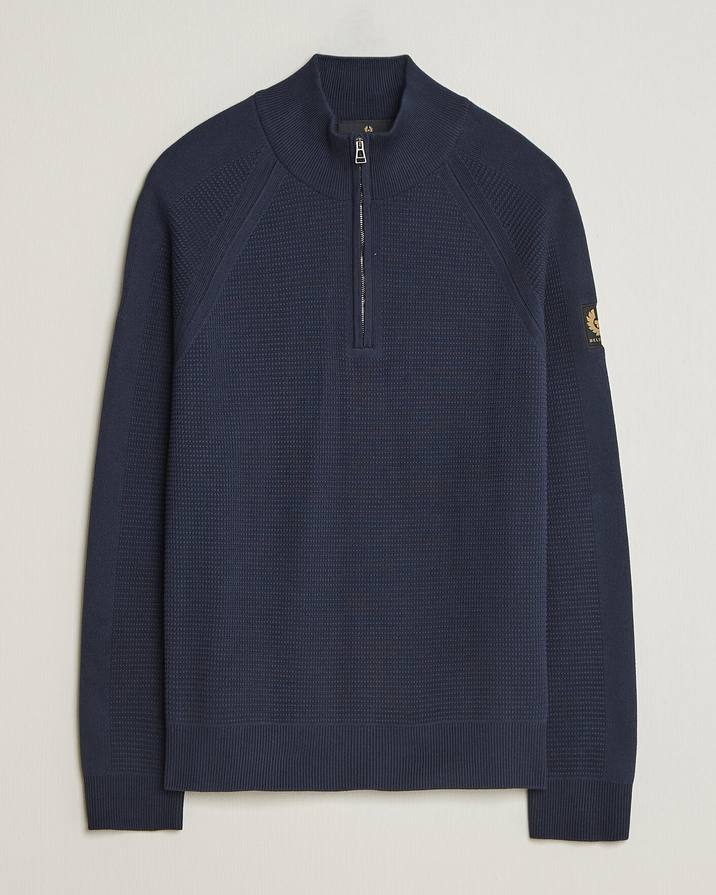 Uomini | Maglieria | Belstaff | Bradwell Cotton Knitted Quarter Zip Dark Ink
