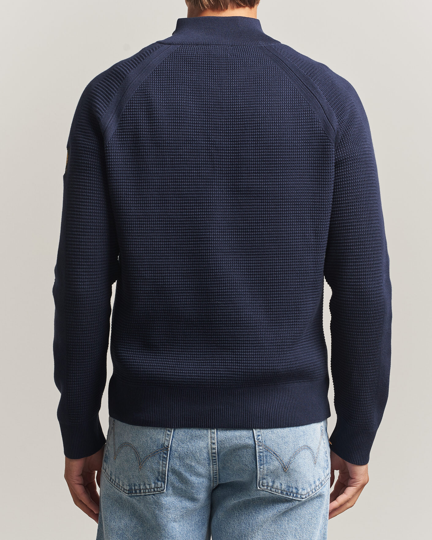 Uomini | Maglieria | Belstaff | Bradwell Cotton Knitted Quarter Zip Dark Ink