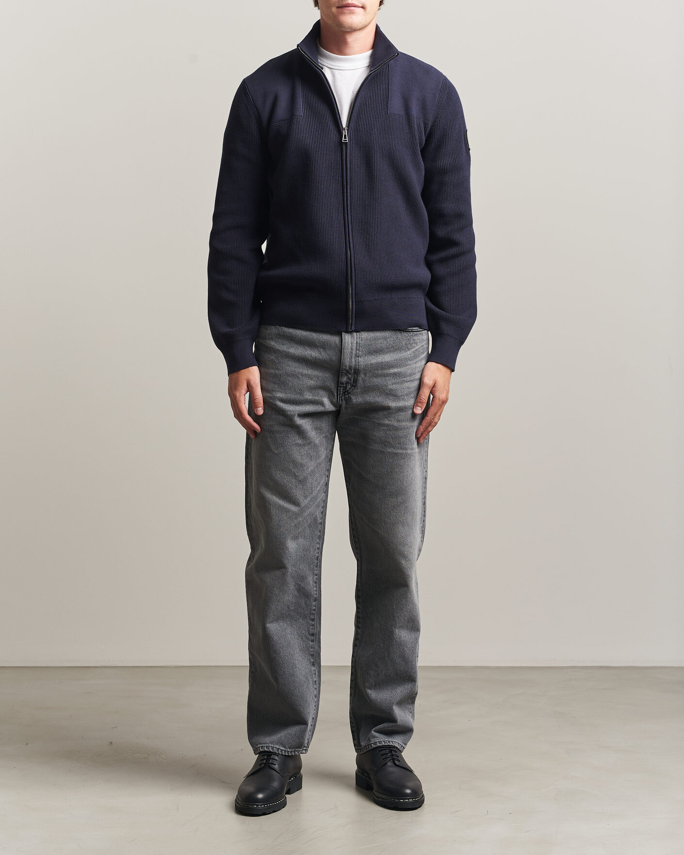 Uomini | Maglieria | Belstaff | Commander Knitted Full Zip Dark Ink