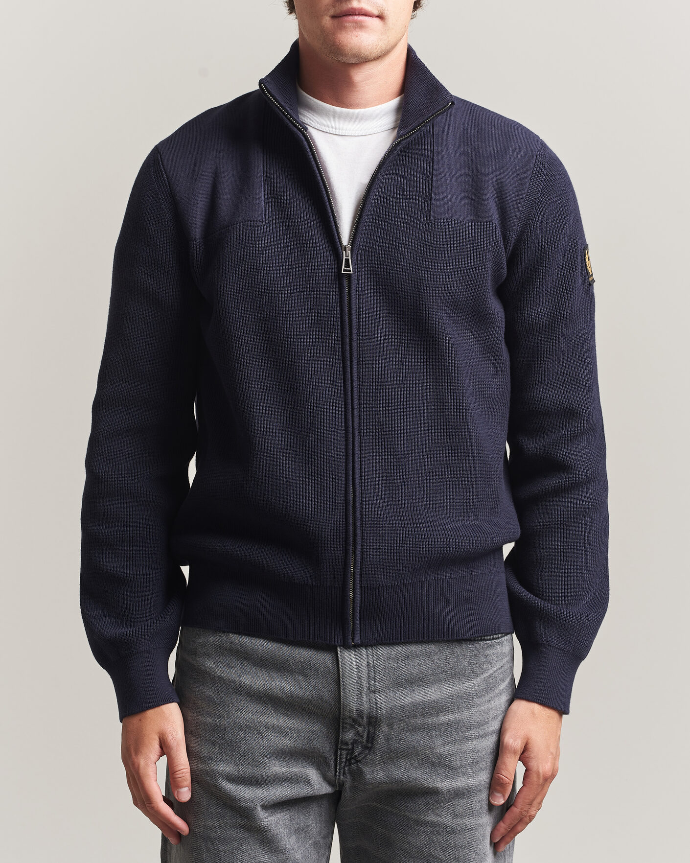 Uomini | Maglieria | Belstaff | Commander Knitted Full Zip Dark Ink