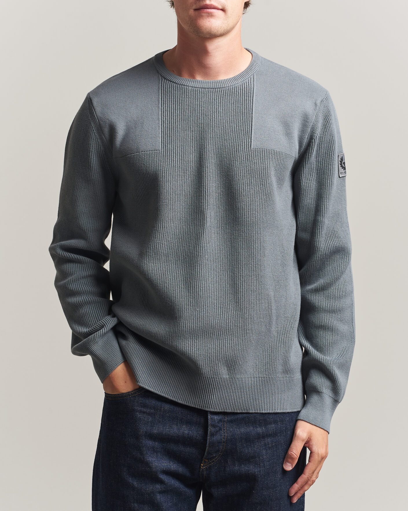 Uomini | Maglieria | Belstaff | Commander Knitted Crew Neck Atlantic Grey