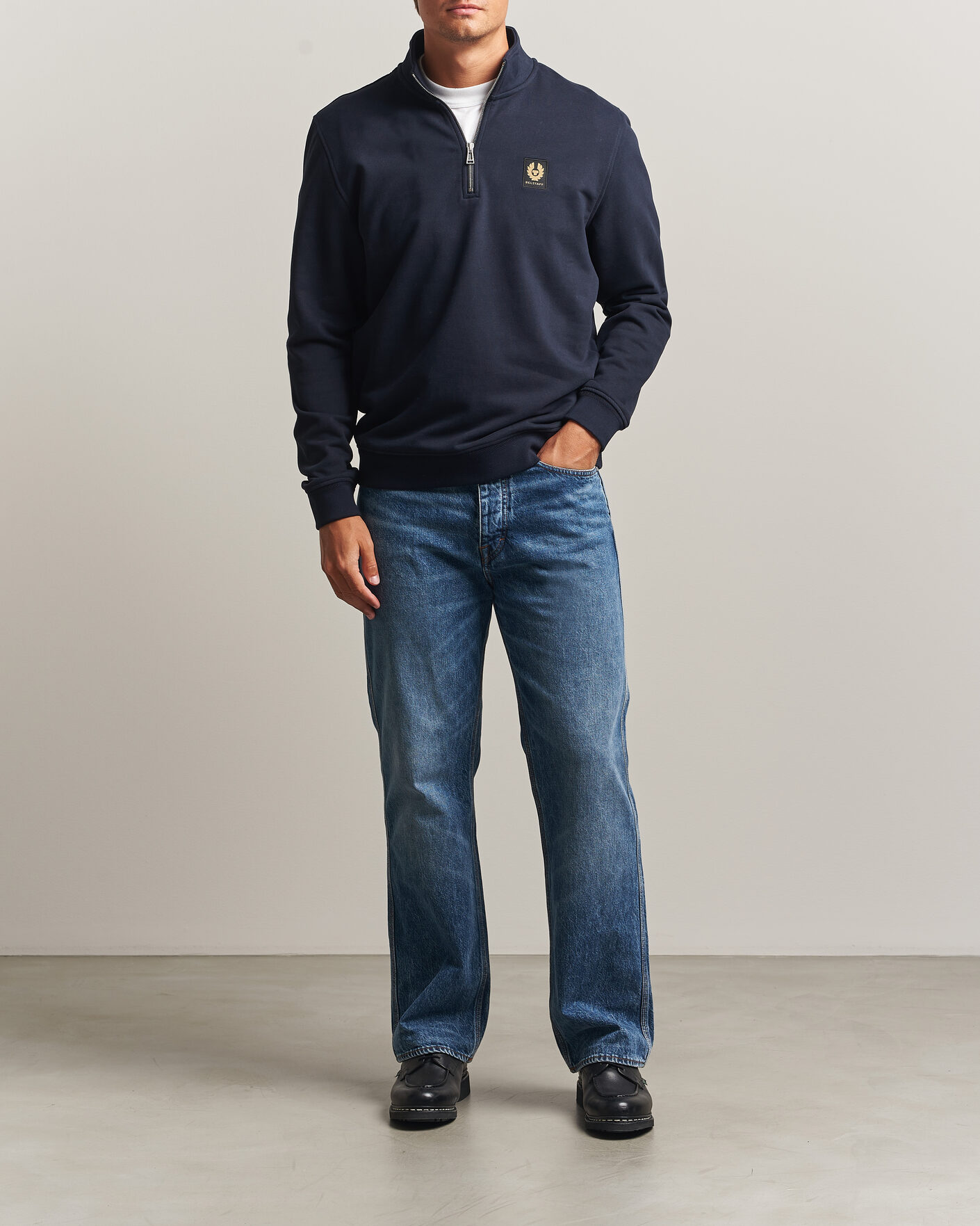 Uomini | Maglieria | Belstaff | Signature Half Zip Sweatshirt Dark Ink