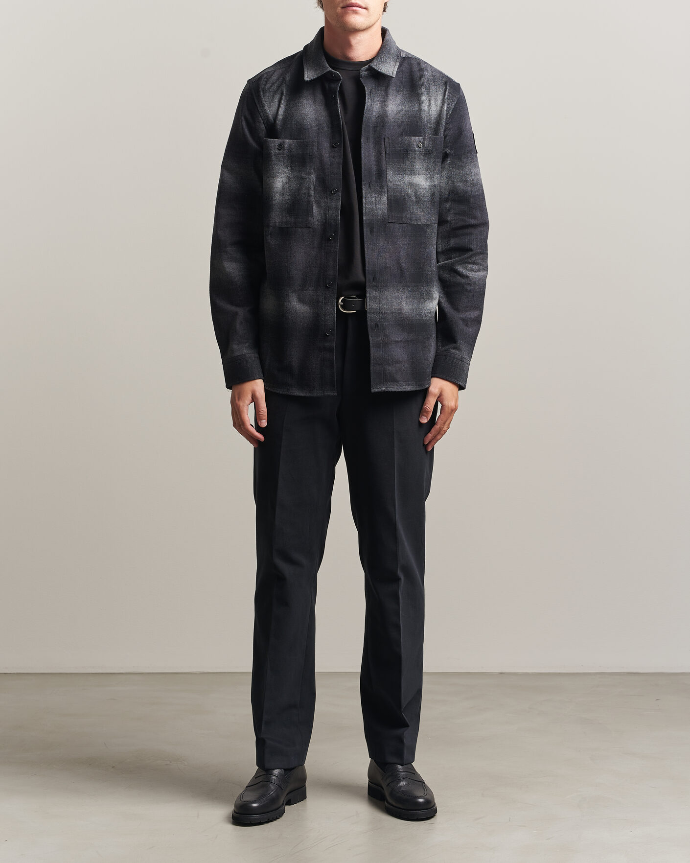 Uomini | Camicie | Belstaff | Outpost Cotton Flannel Checked Overshirt Black