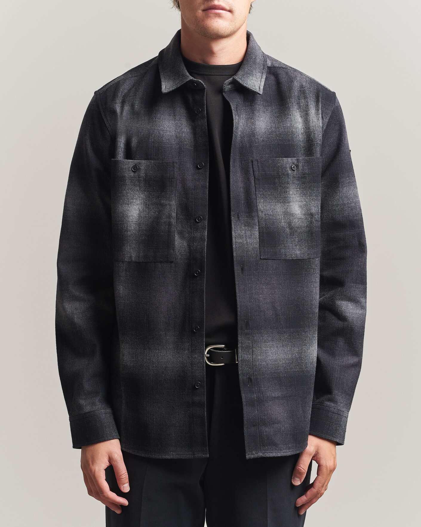 Uomini | Camicie | Belstaff | Outpost Cotton Flannel Checked Overshirt Black