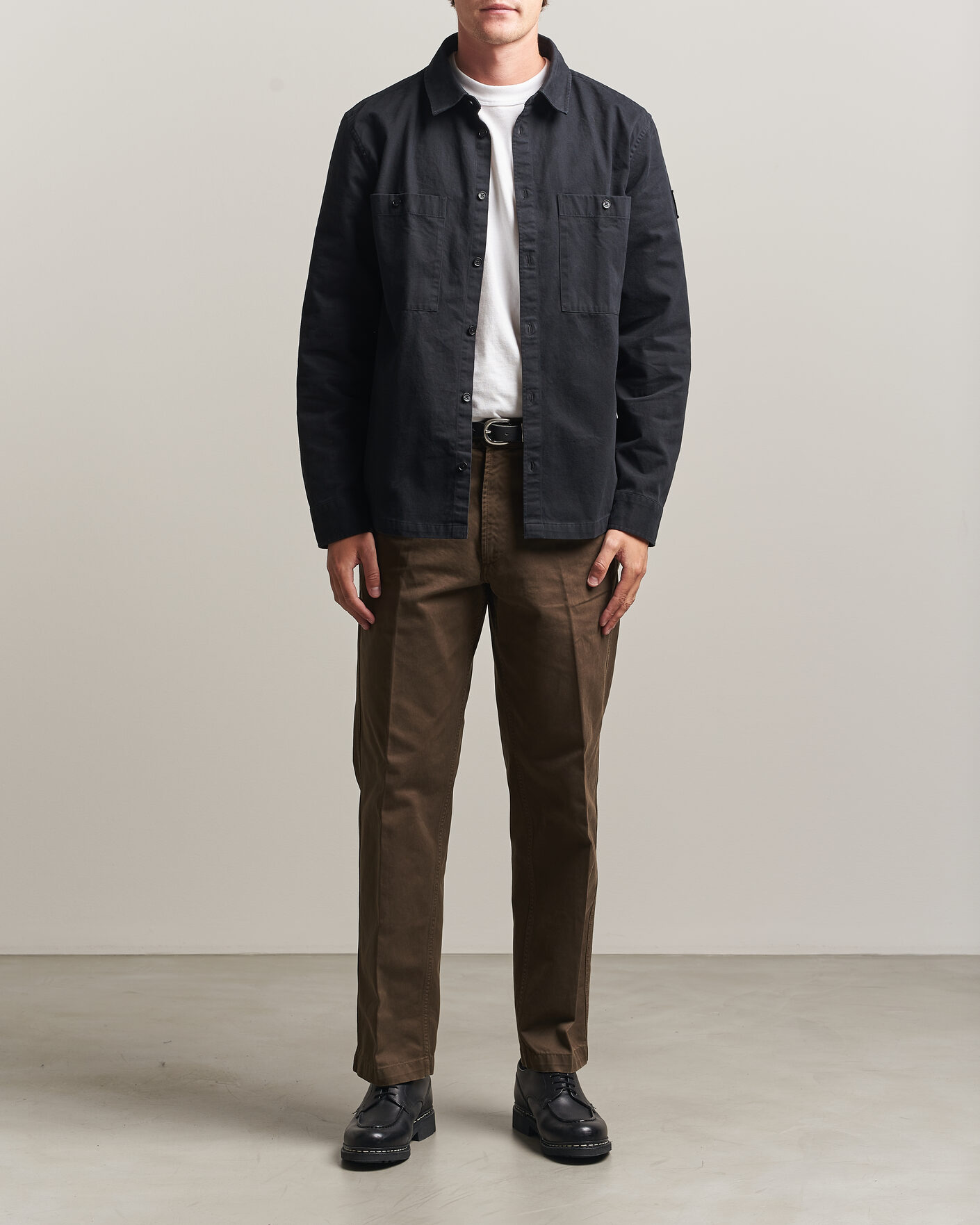 Uomini | Camicie | Belstaff | Outpost Cotton Herringbone Overshirt Black