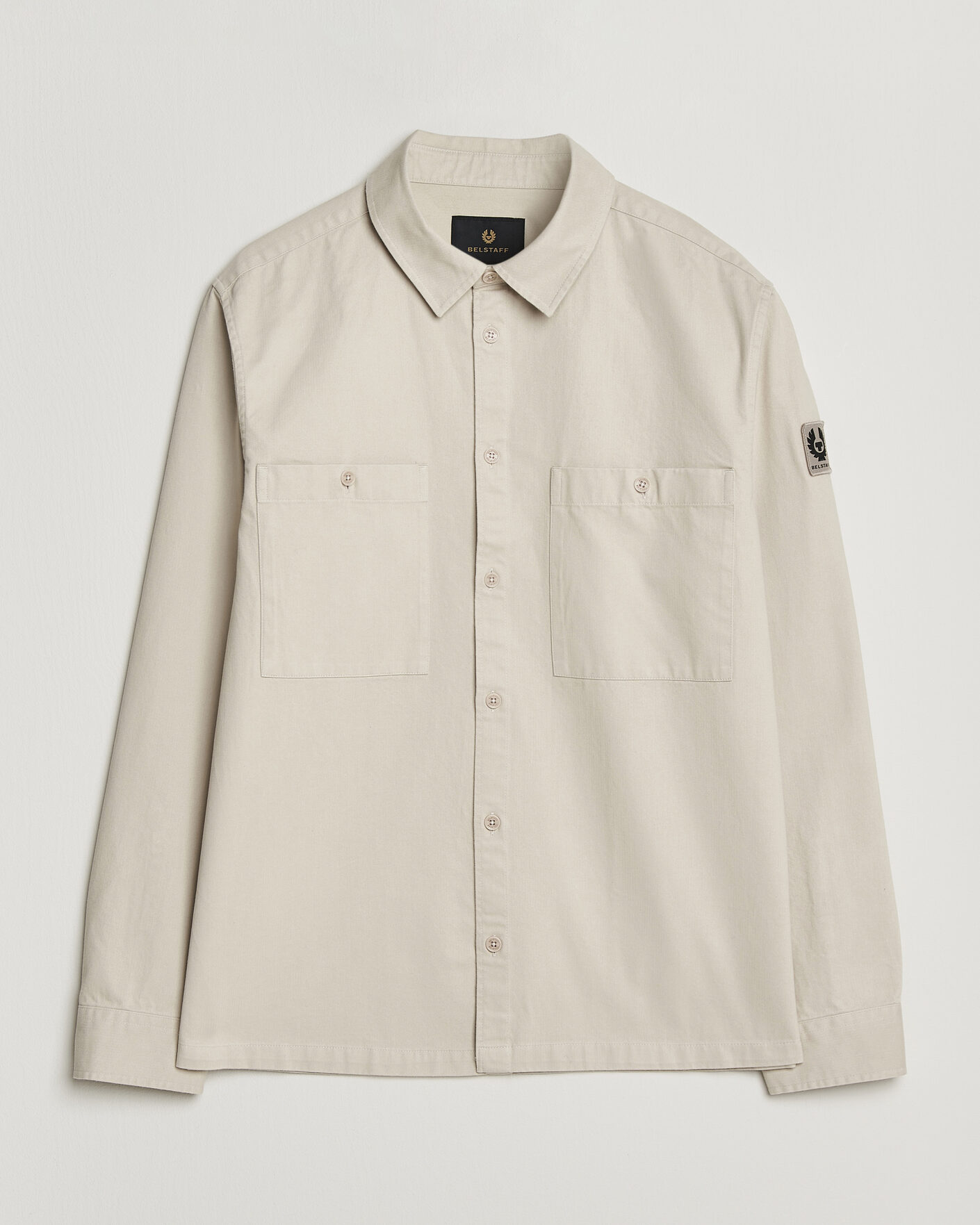 Uomini | Camicie | Belstaff | Outpost Cotton Herringbone Overshirt Pale Stone