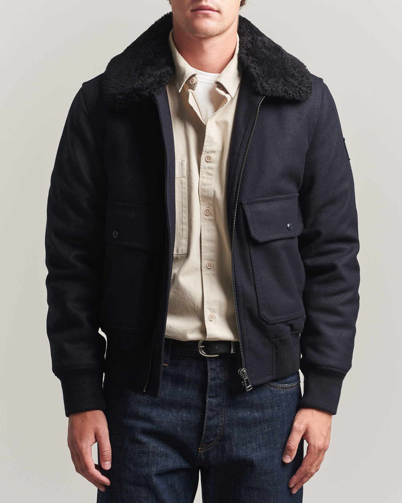 Uomini | Giacche | Belstaff | Welder Wool Bomber Jacket Dark Ink