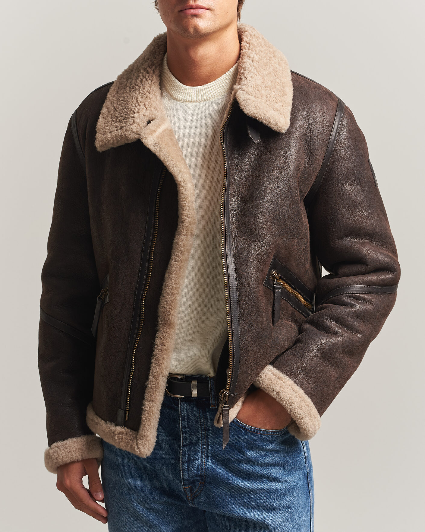 Uomini | Giacche | Belstaff | Winterbrook Shearling Jacket Dark Brown