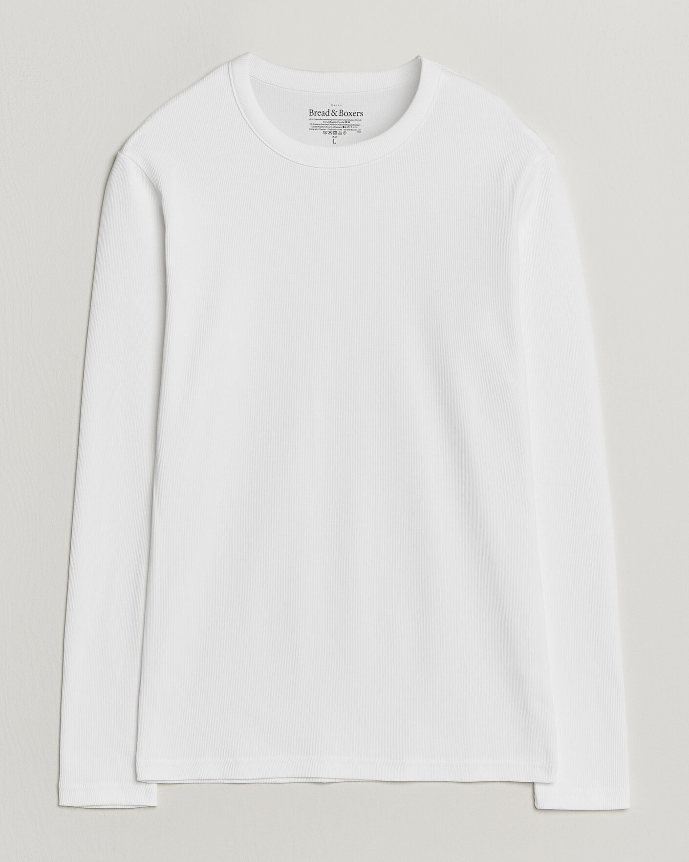 Uomini | T-shirt | Bread & Boxers | Ribbed Long Sleeve T-Shirt White