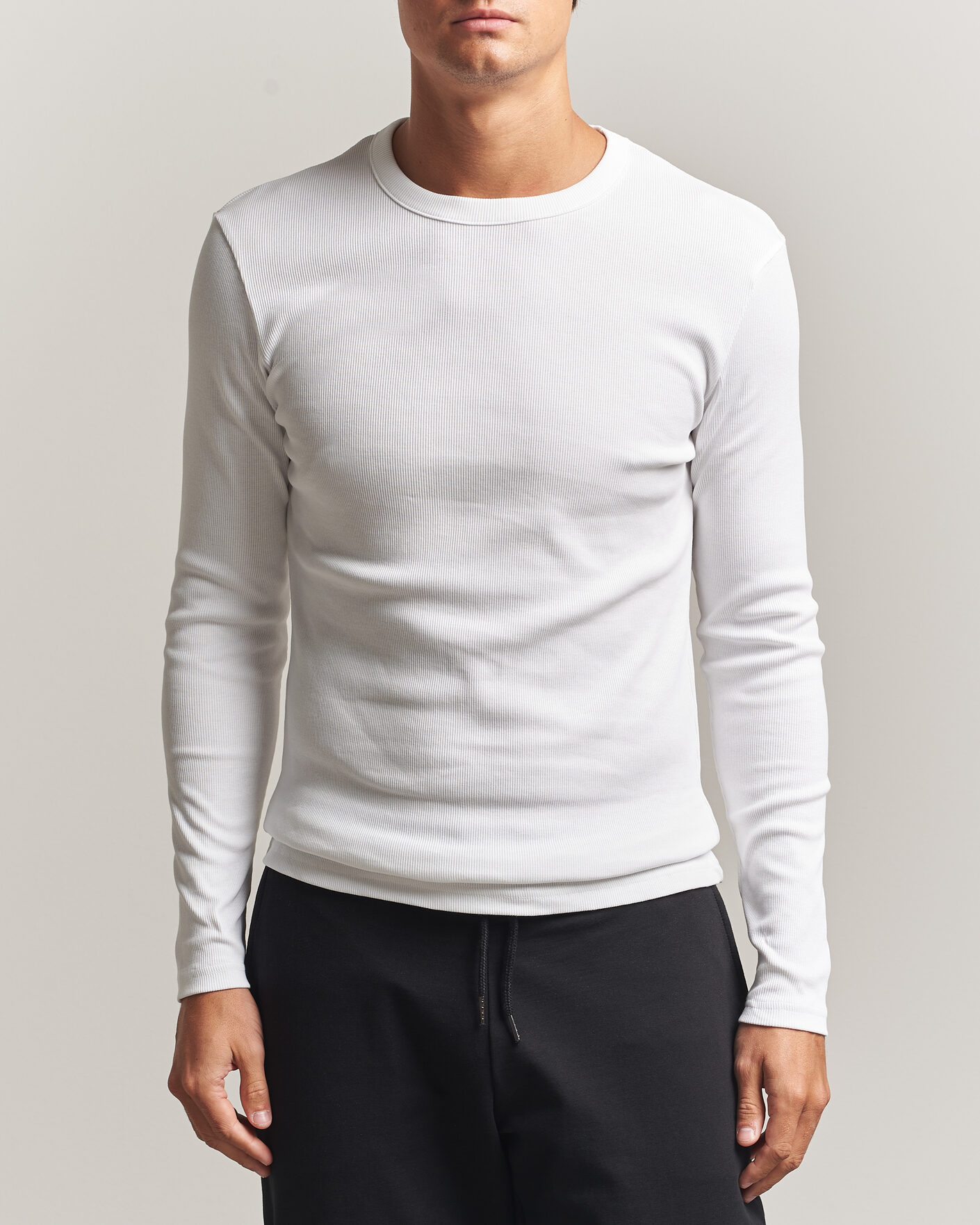 Uomini | T-shirt | Bread & Boxers | Ribbed Long Sleeve T-Shirt White