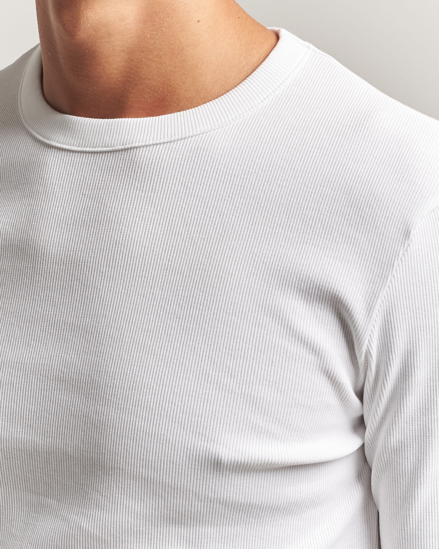 Uomini | T-shirt | Bread & Boxers | Ribbed Long Sleeve T-Shirt White