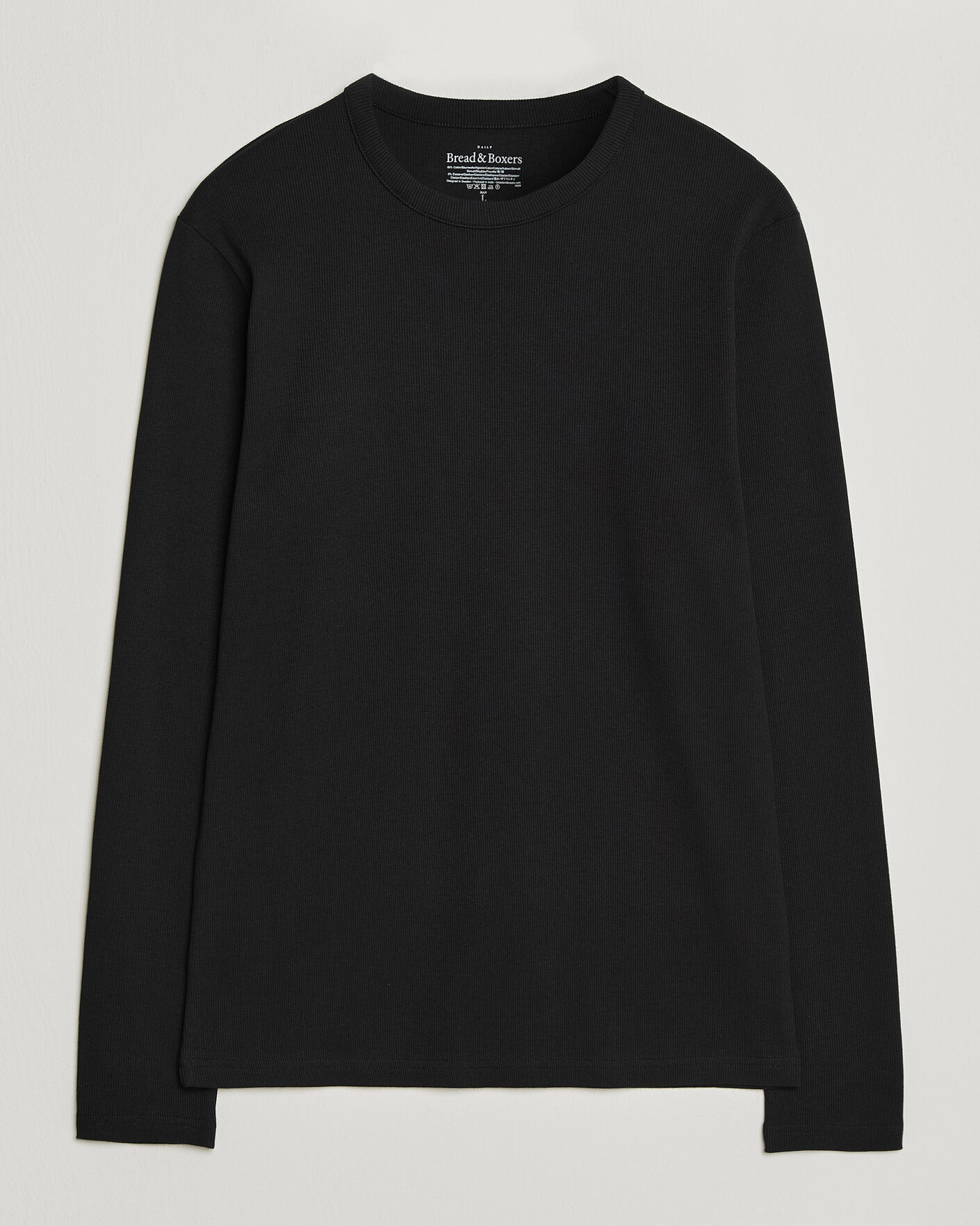 Uomini | T-shirt | Bread & Boxers | Ribbed Long Sleeve T-Shirt Black