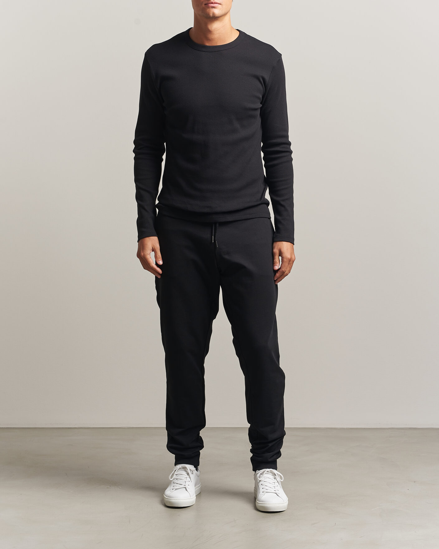 Uomini | T-shirt | Bread & Boxers | Ribbed Long Sleeve T-Shirt Black
