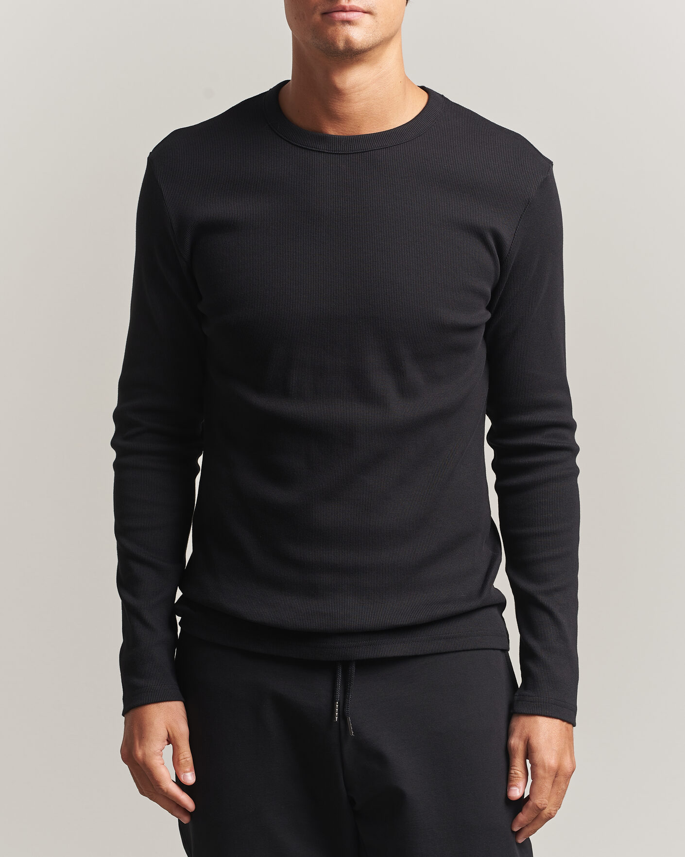 Uomini | T-shirt | Bread & Boxers | Ribbed Long Sleeve T-Shirt Black