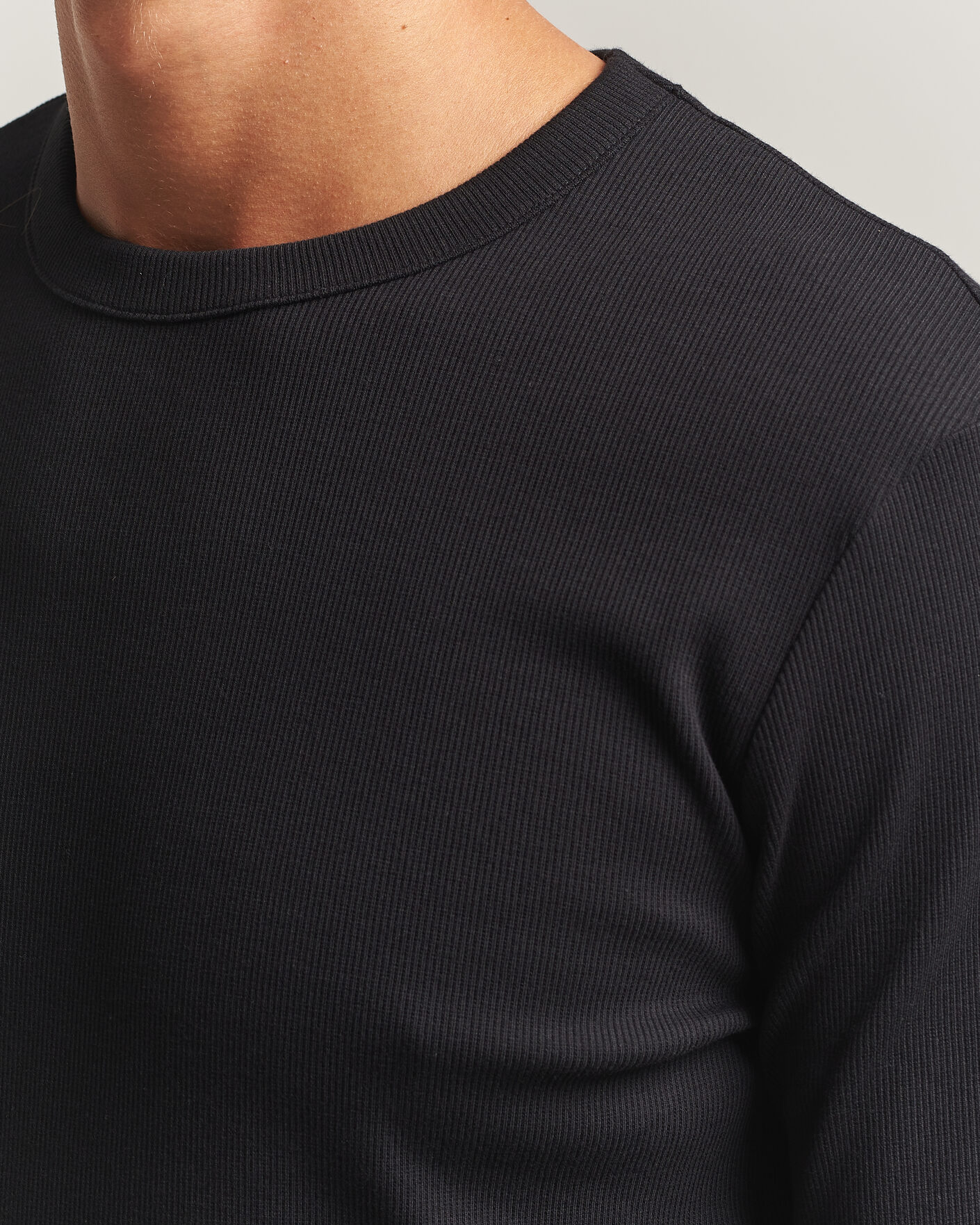 Uomini | T-shirt | Bread & Boxers | Ribbed Long Sleeve T-Shirt Black
