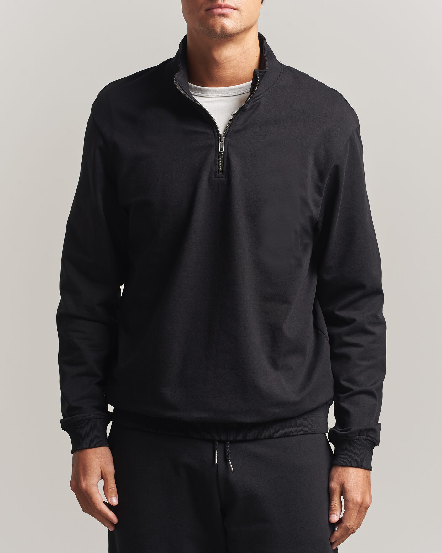 Uomini | Maglieria | Bread & Boxers | Loungewear Half Zip Black