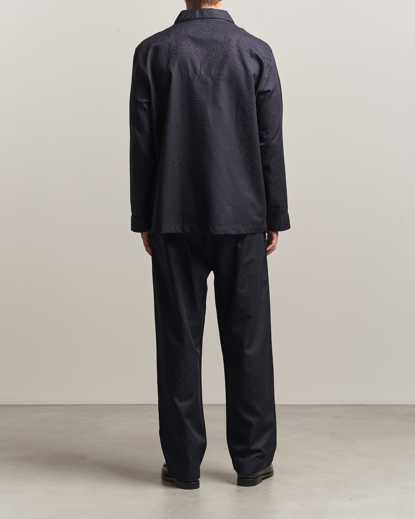Uomini | Accappatoi & Pigiami | Derek Rose | Piped Jacquard Cotton Pyjama Set Black