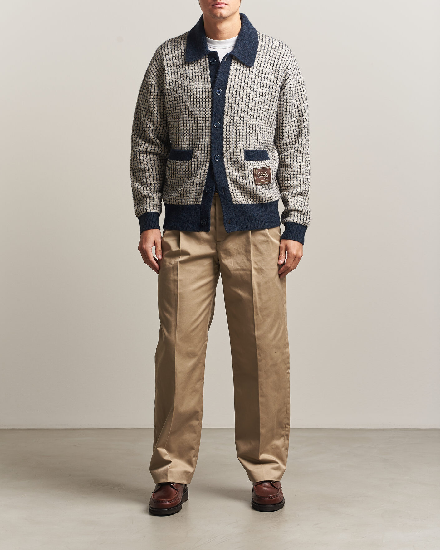 Uomini | Maglieria | Drôle de Monsieur | Waffle Knitted Cardigan Navy
