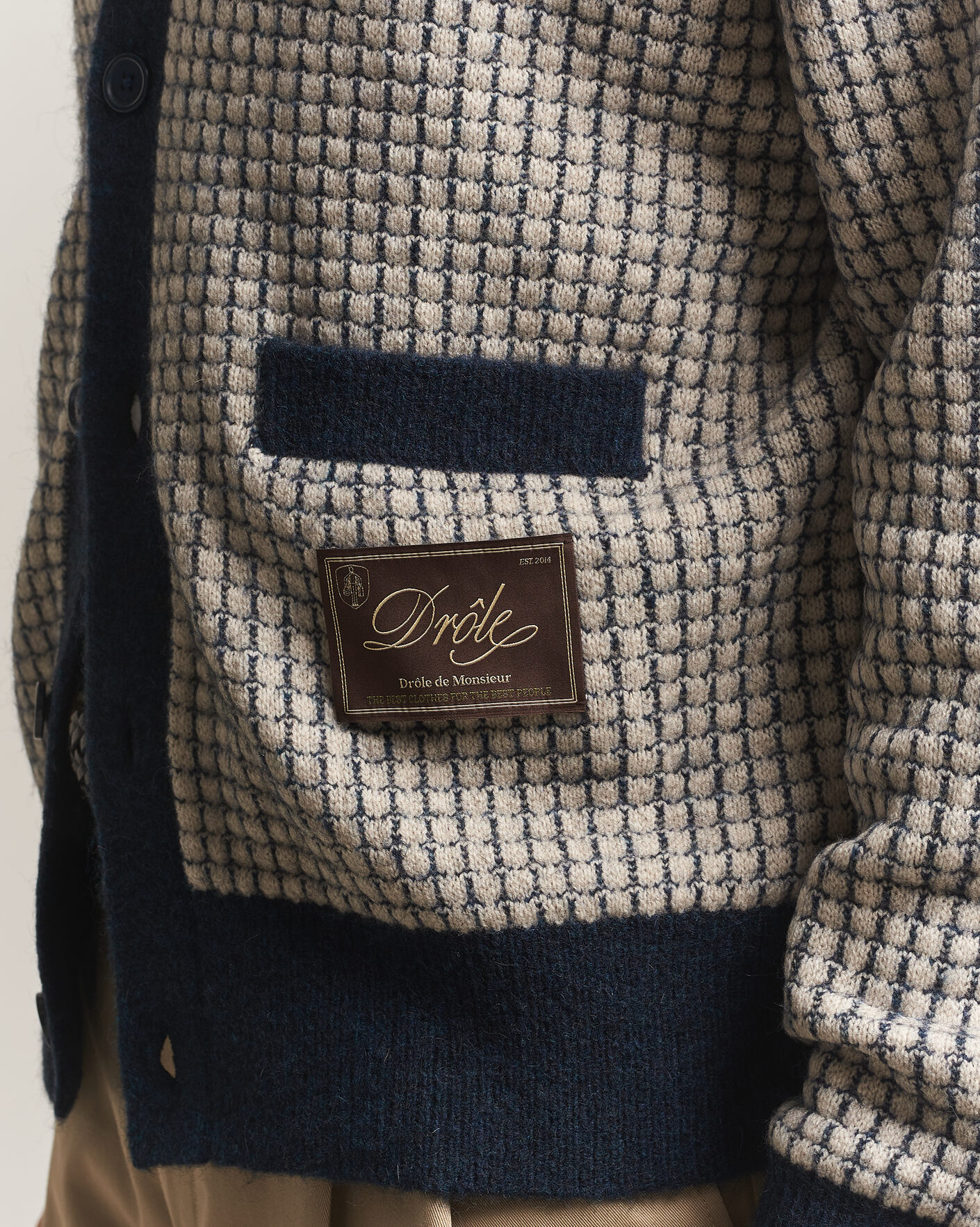 Uomini | Maglieria | Drôle de Monsieur | Waffle Knitted Cardigan Navy