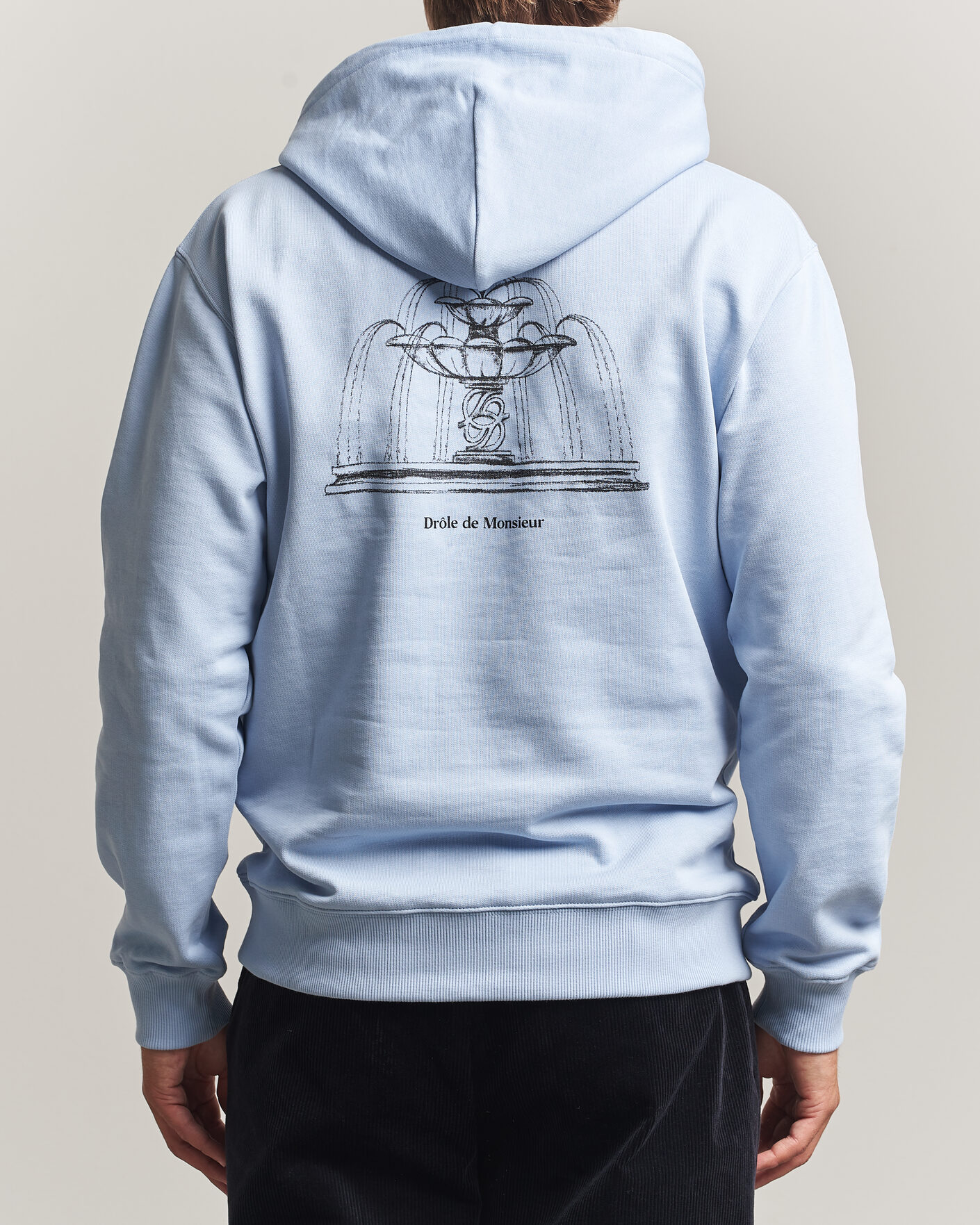 Uomini | Maglieria | Drôle de Monsieur | Fountain Printed Hoodie Light Blue