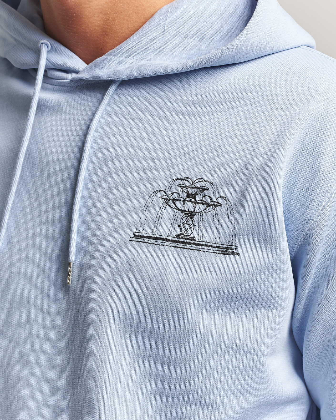 Uomini | Maglieria | Drôle de Monsieur | Fountain Printed Hoodie Light Blue
