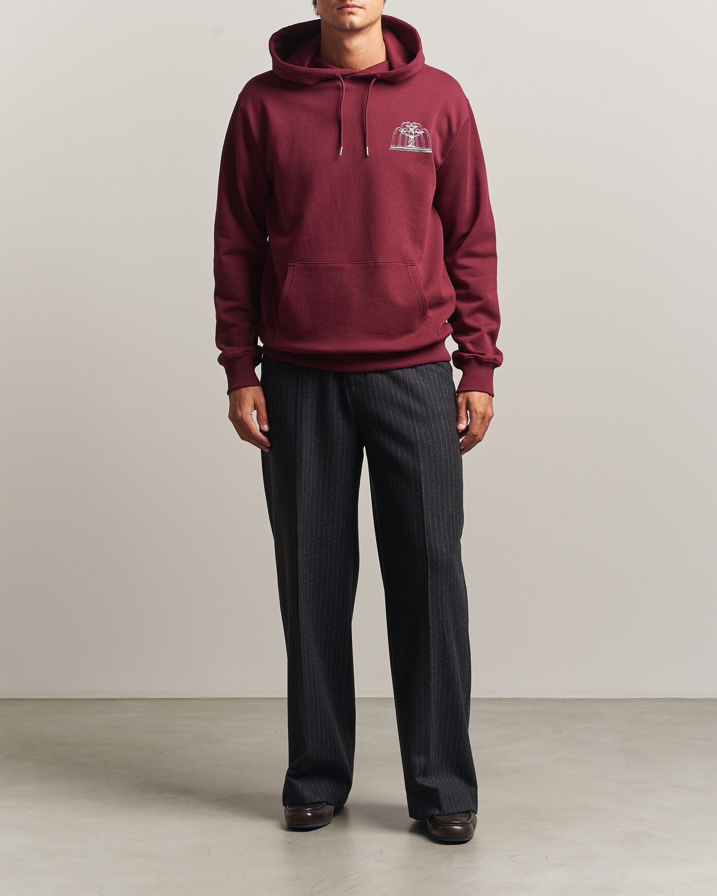Uomini | Maglieria | Drôle de Monsieur | Fountain Printed Hoodie Burgundy
