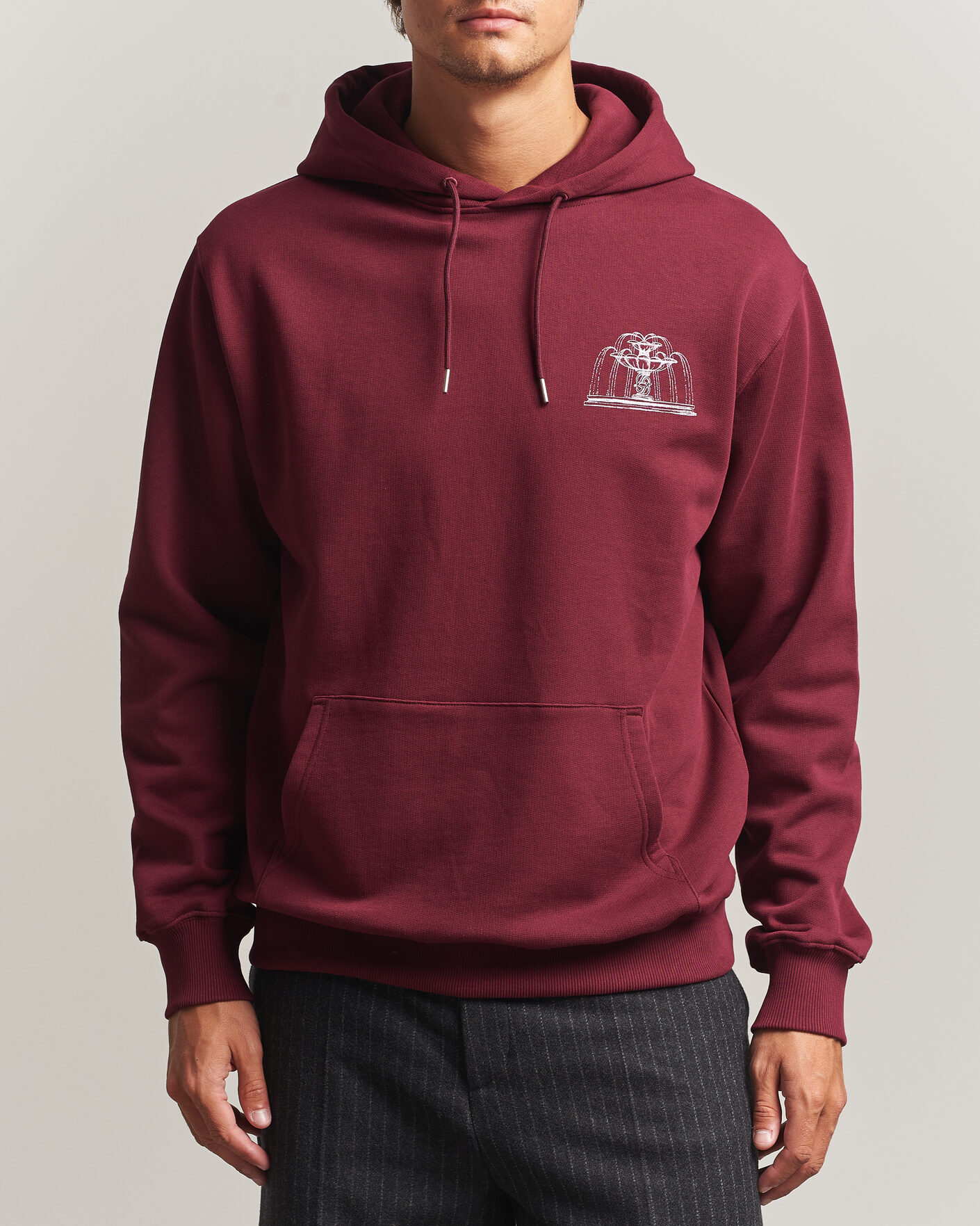 Uomini | Maglieria | Drôle de Monsieur | Fountain Printed Hoodie Burgundy