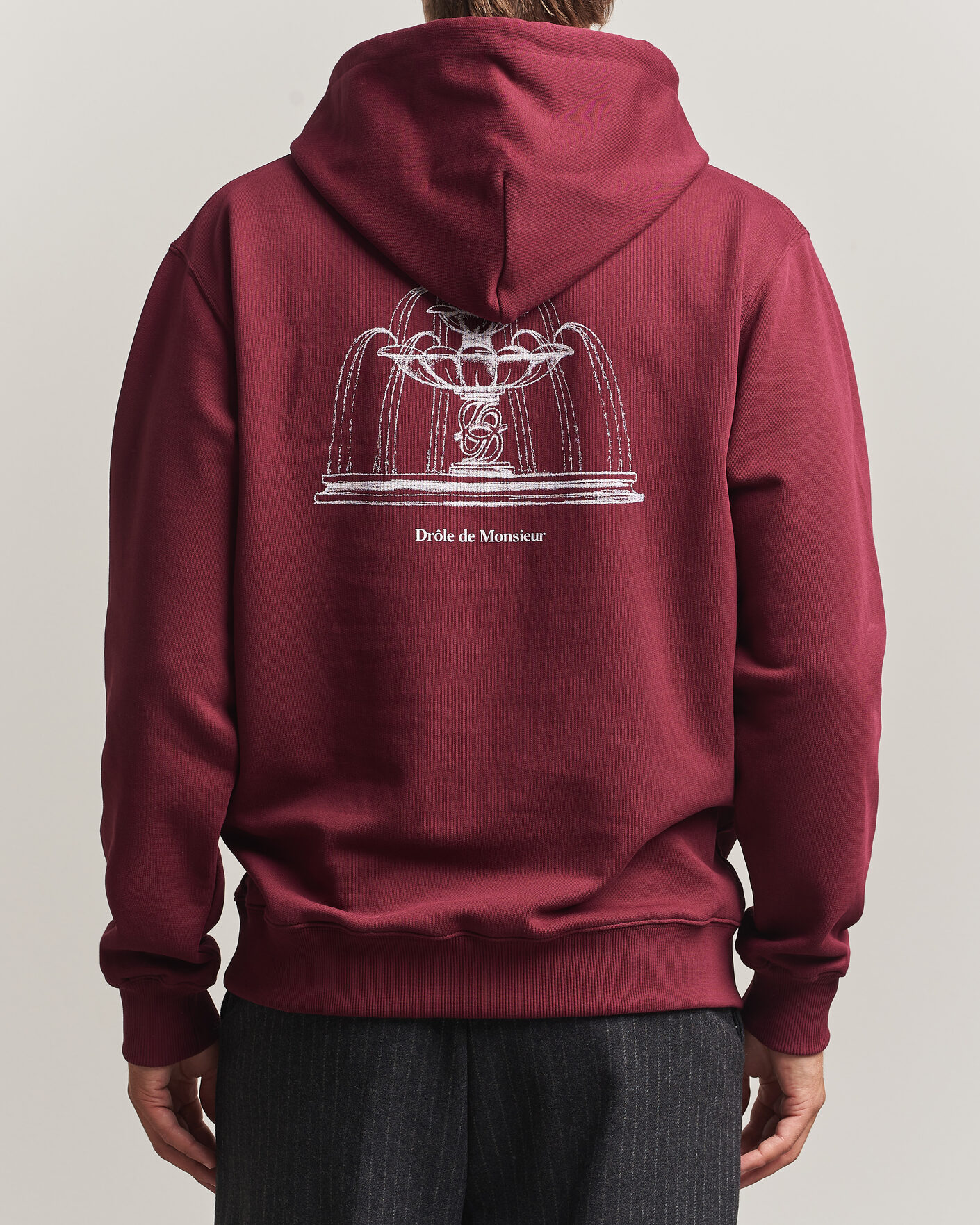 Uomini | Maglieria | Drôle de Monsieur | Fountain Printed Hoodie Burgundy