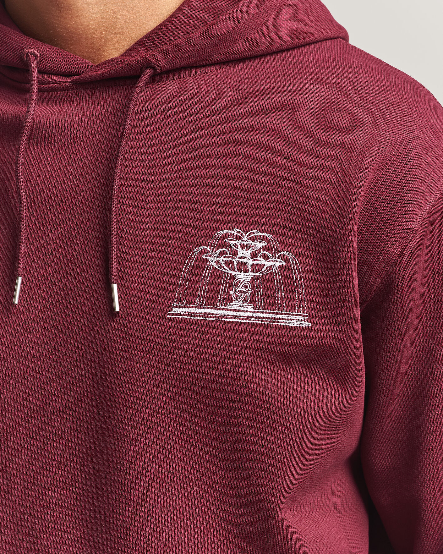 Uomini | Maglieria | Drôle de Monsieur | Fountain Printed Hoodie Burgundy
