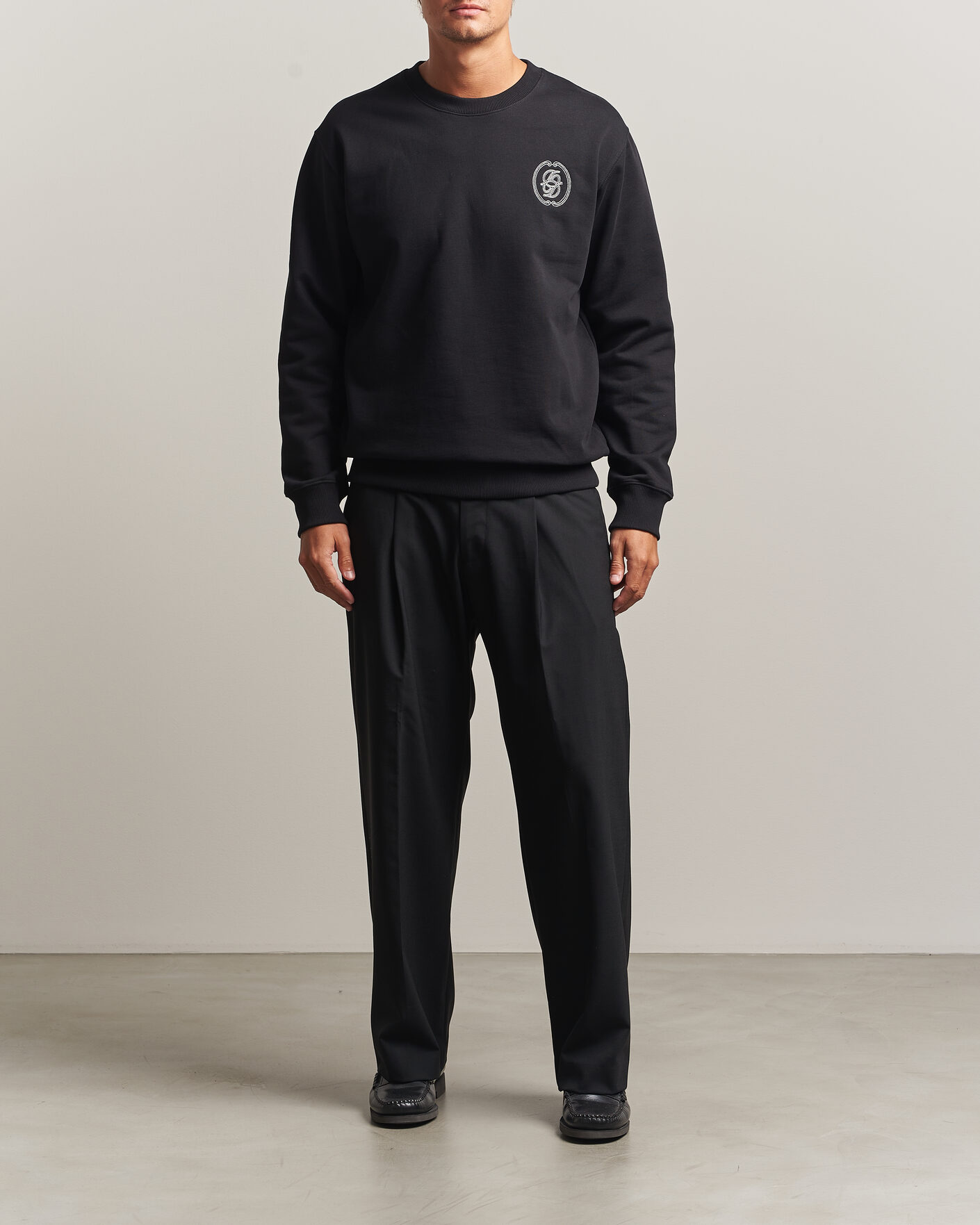 Uomini | Maglieria | Drôle de Monsieur | Mirror D Embroidered Sweatshirt Black
