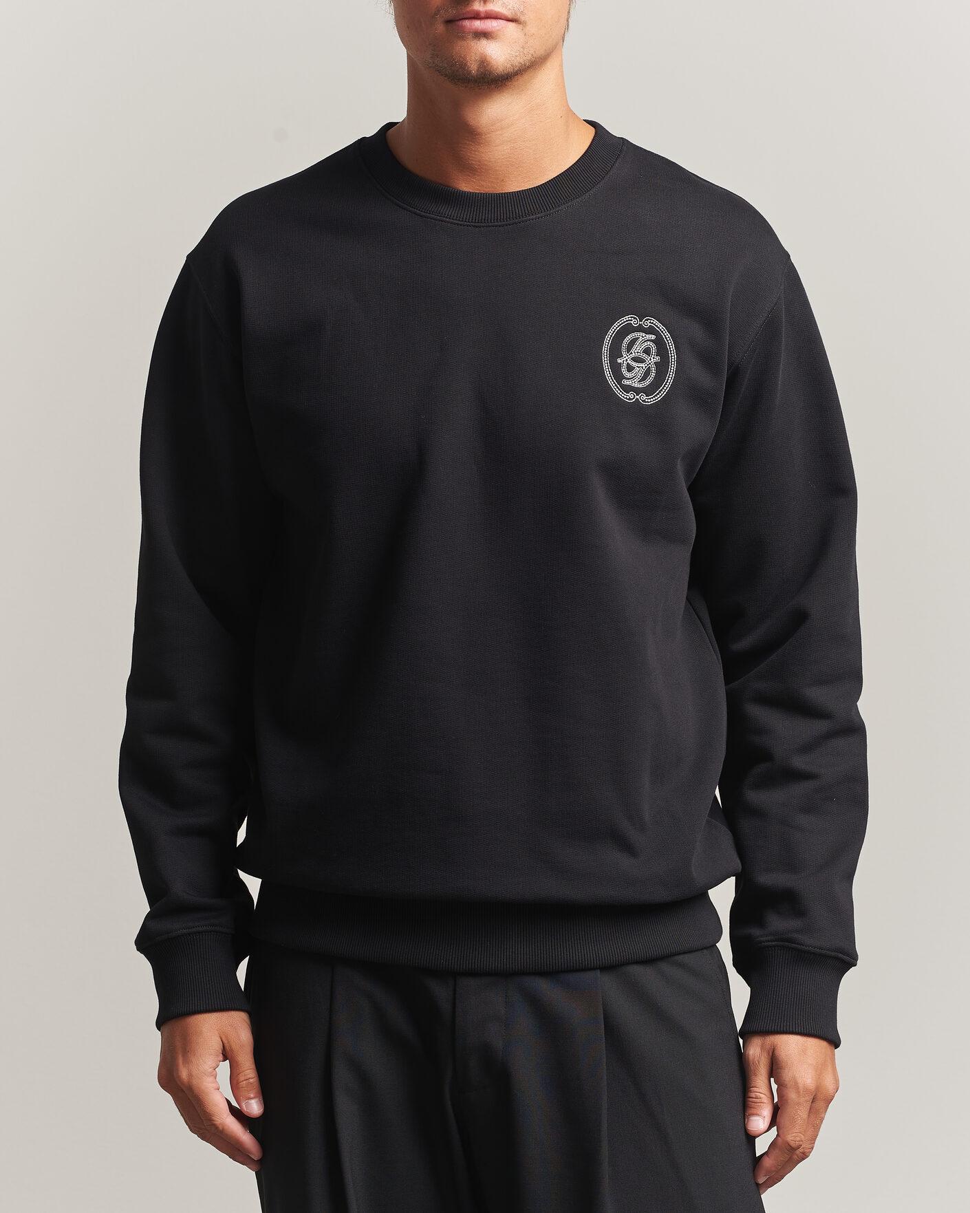 Uomini | Maglieria | Drôle de Monsieur | Mirror D Embroidered Sweatshirt Black