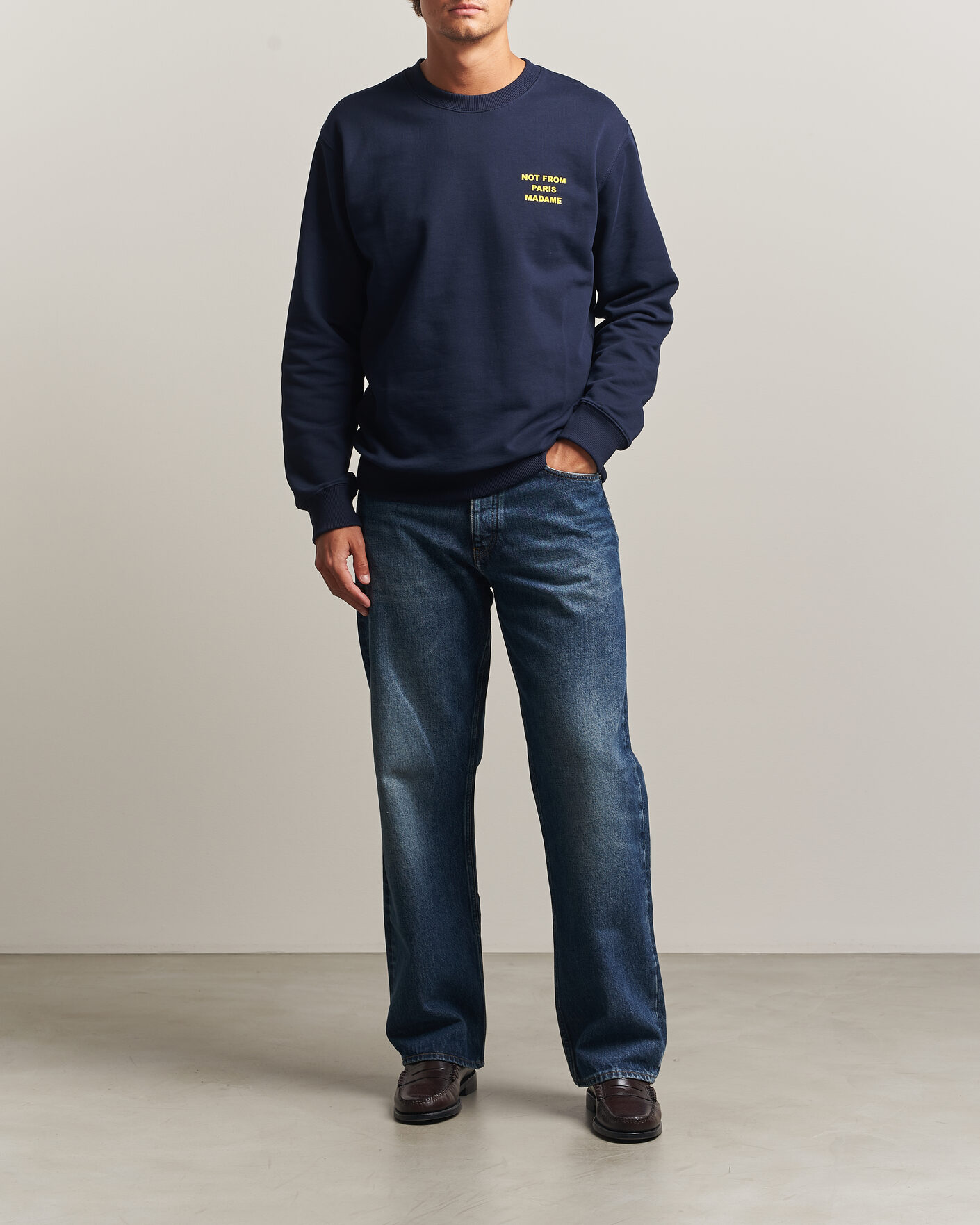 Uomini | Maglieria | Drôle de Monsieur | Bold Slogan Sweatshirt Navy