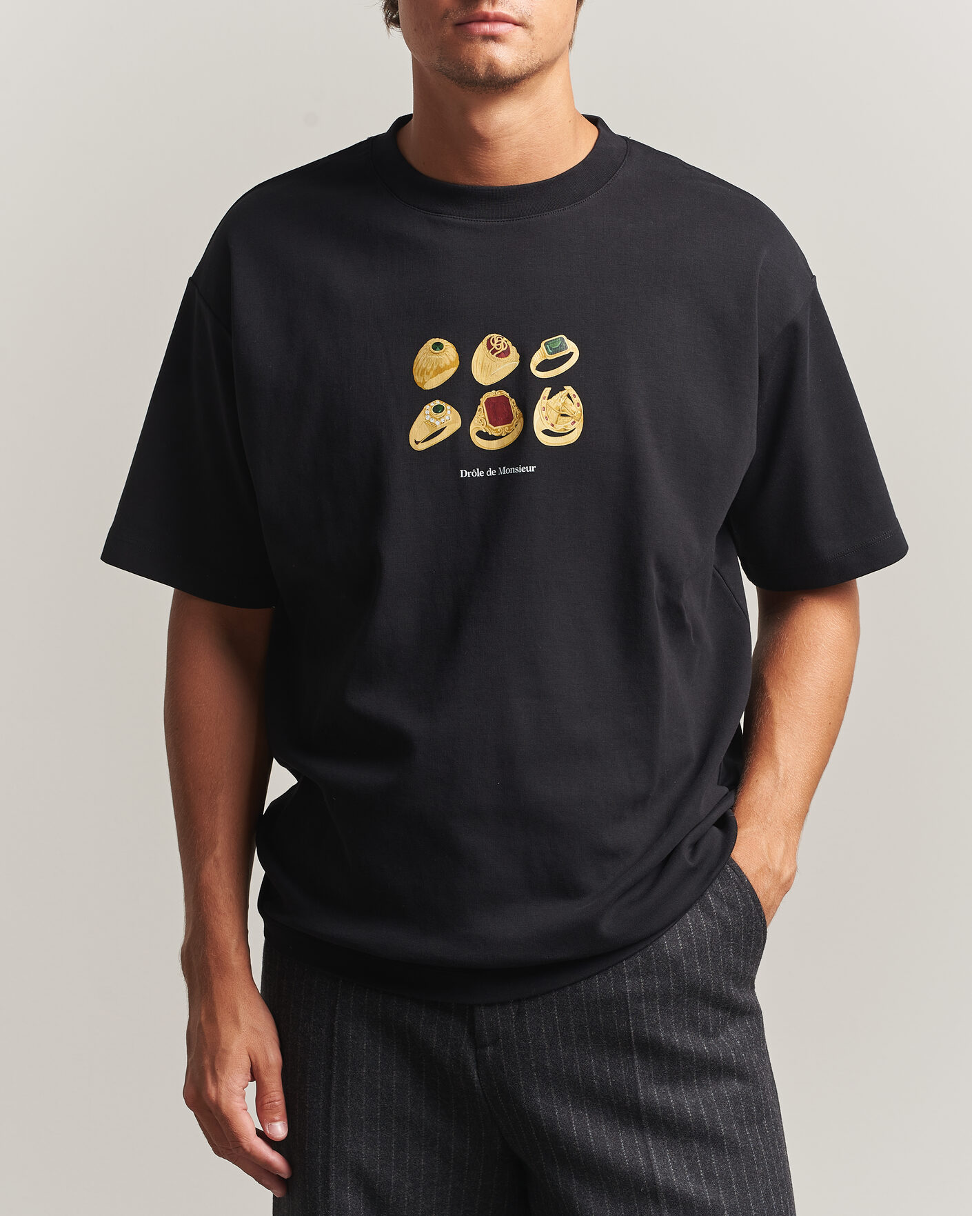 Uomini | T-shirt | Drôle de Monsieur | Rings T-Shirt Black