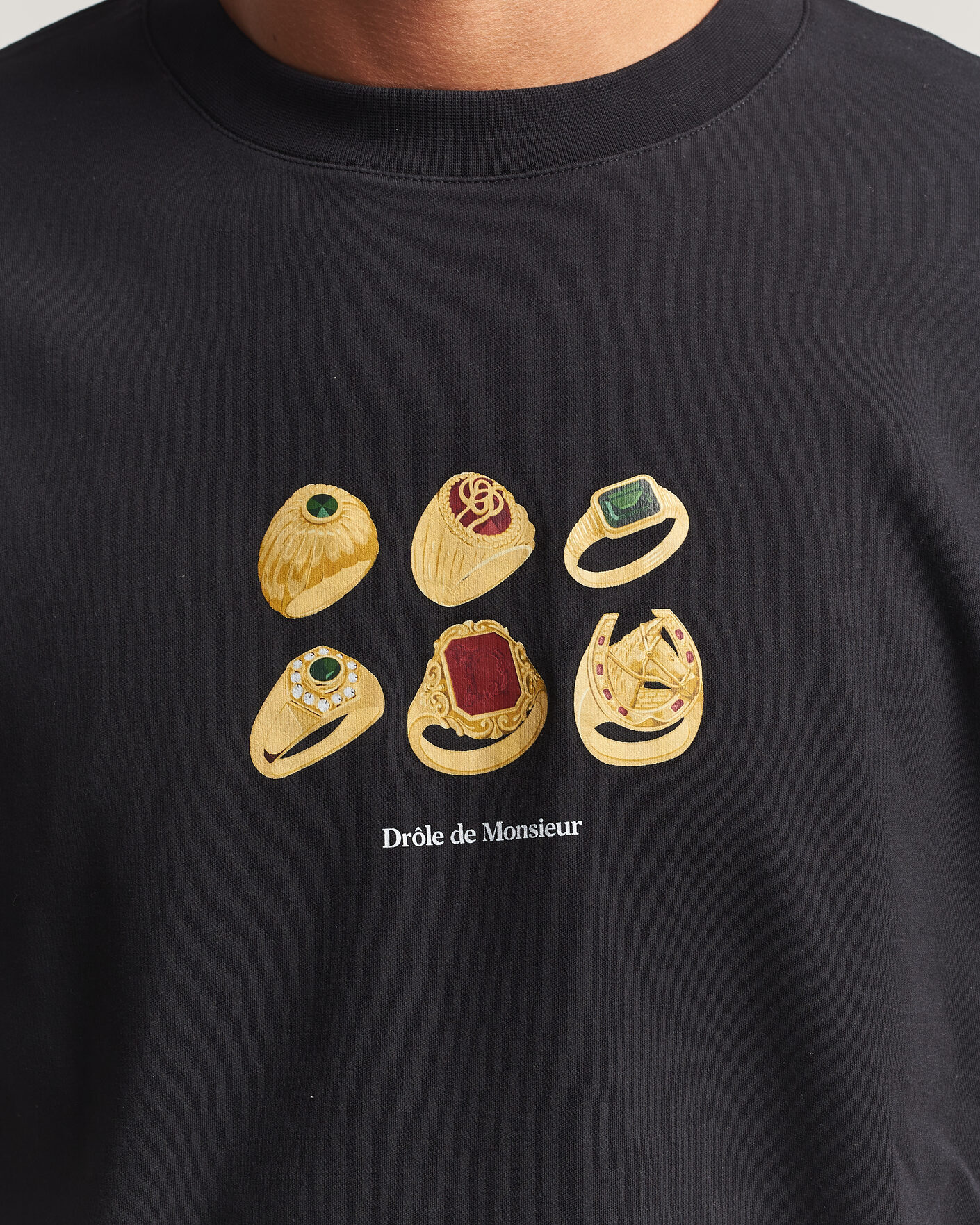 Uomini | T-shirt | Drôle de Monsieur | Rings T-Shirt Black