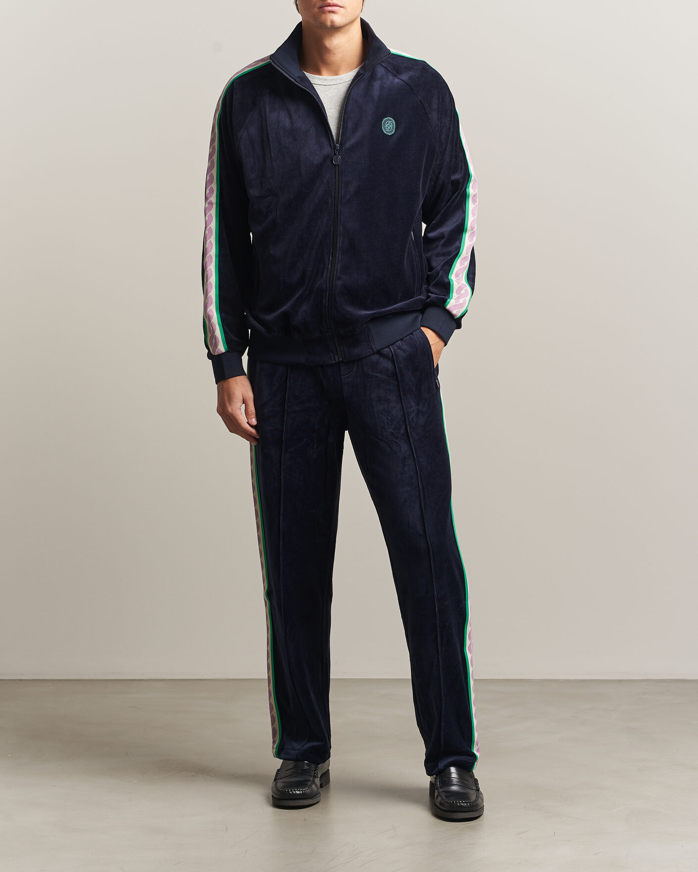 Uomini | Maglieria | Drôle de Monsieur | Survêtement Velours Track Jacket Navy