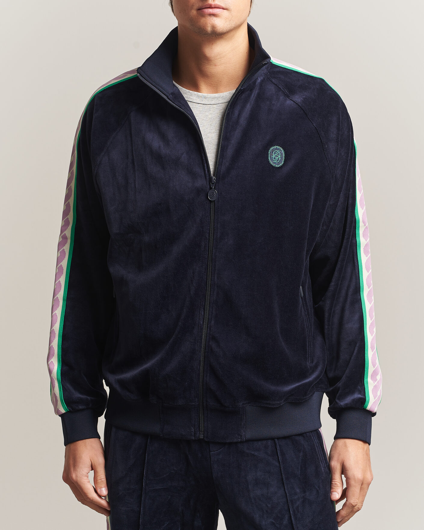 Uomini | Maglieria | Drôle de Monsieur | Survêtement Velours Track Jacket Navy