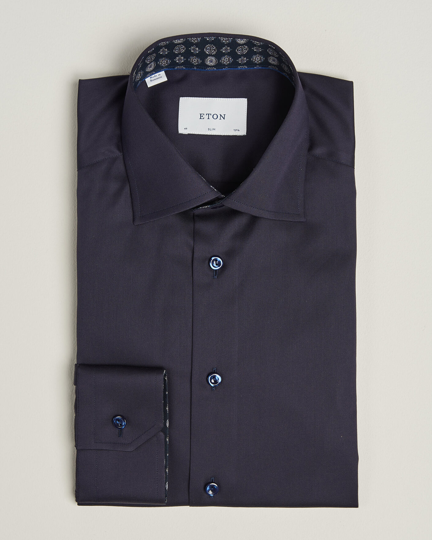 Uomini | Camicie | Eton | Slim Fit Signature Twill Contrast Shirt Navy Blue
