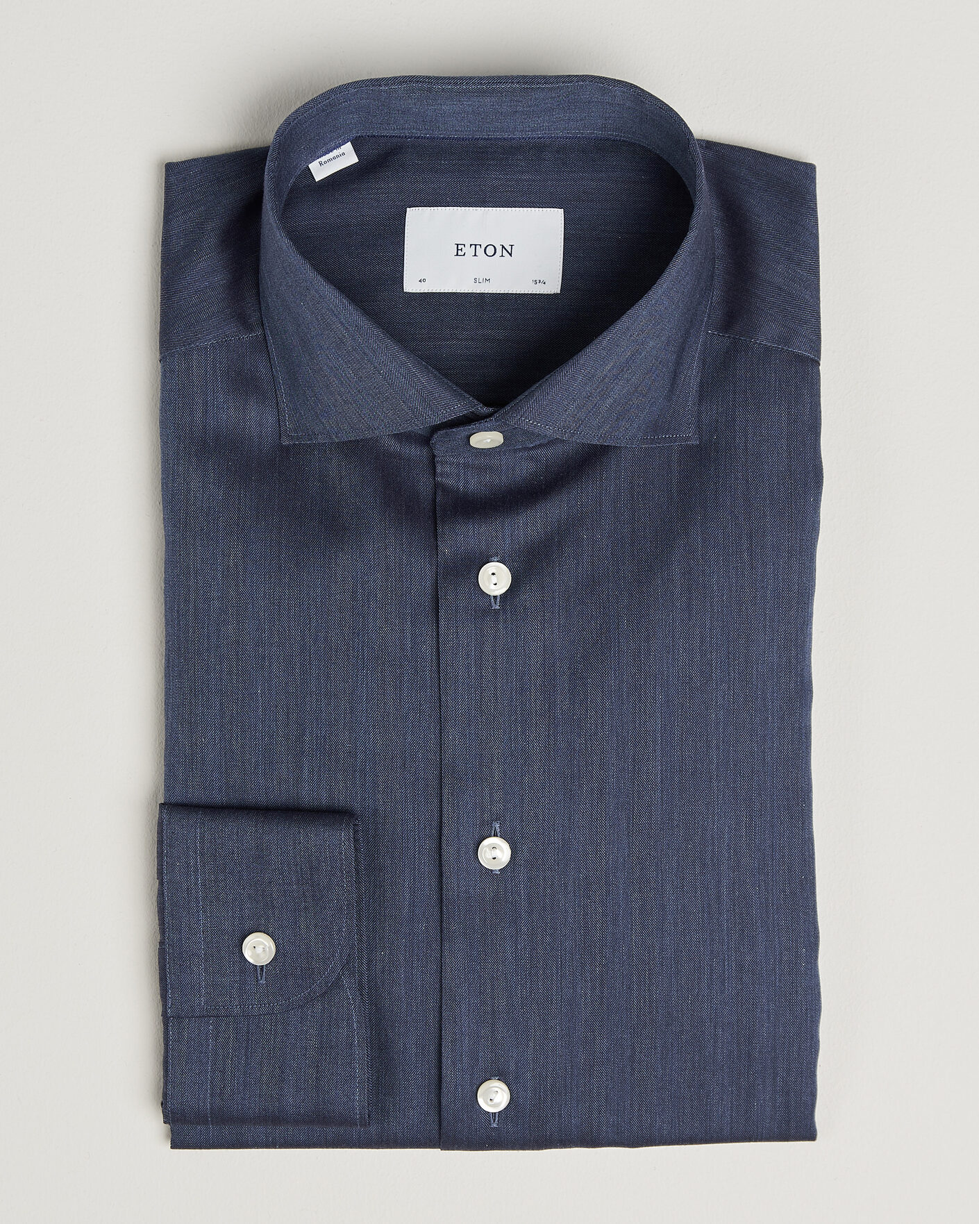Uomini | Camicie | Eton | Slim Fit Signature Flannel Shirt Dark Blue