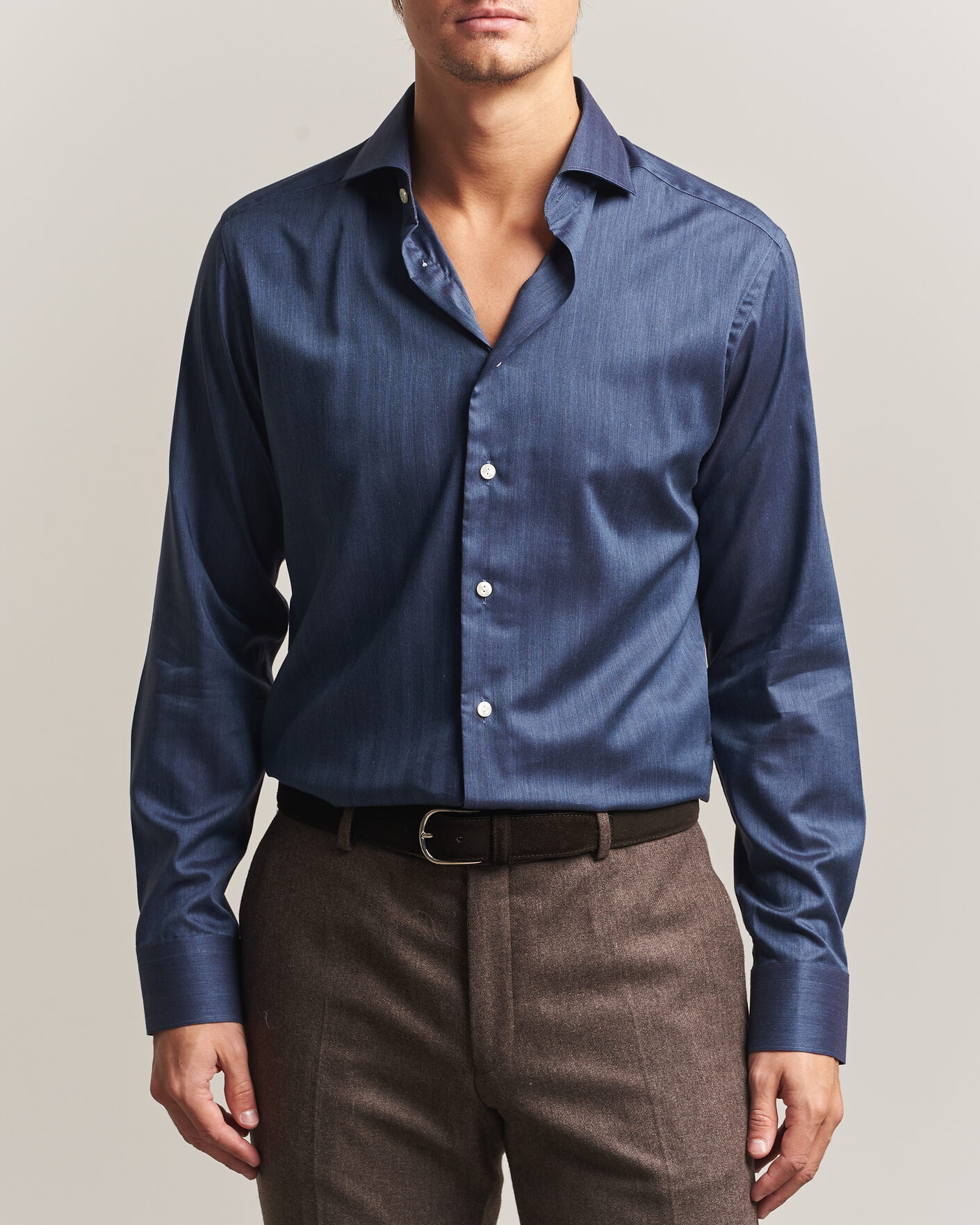 Uomini | Camicie | Eton | Slim Fit Signature Flannel Shirt Dark Blue