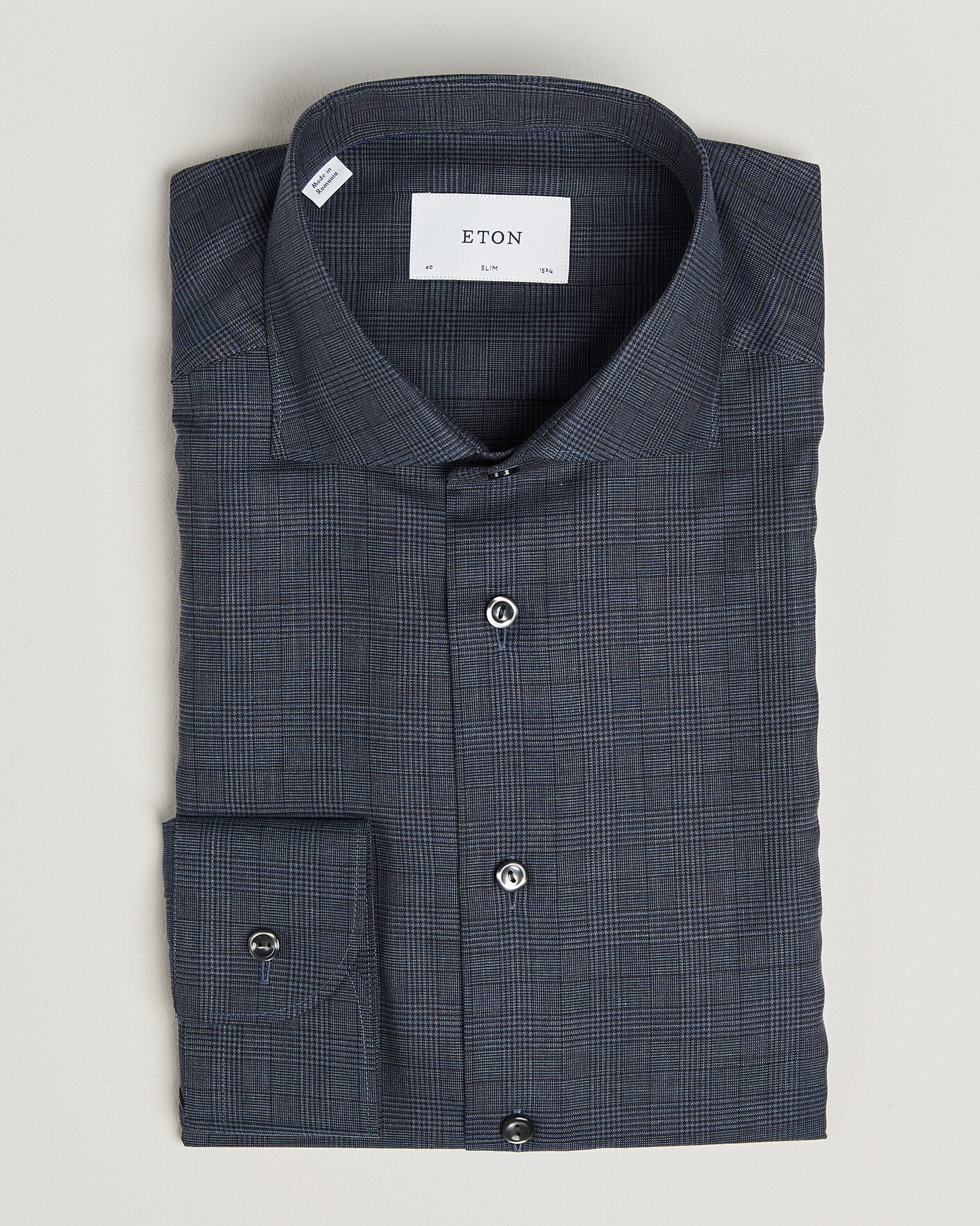 Uomini | Camicie | Eton | Slim Fit Signature Flannel Checked Shirt Dark Blue